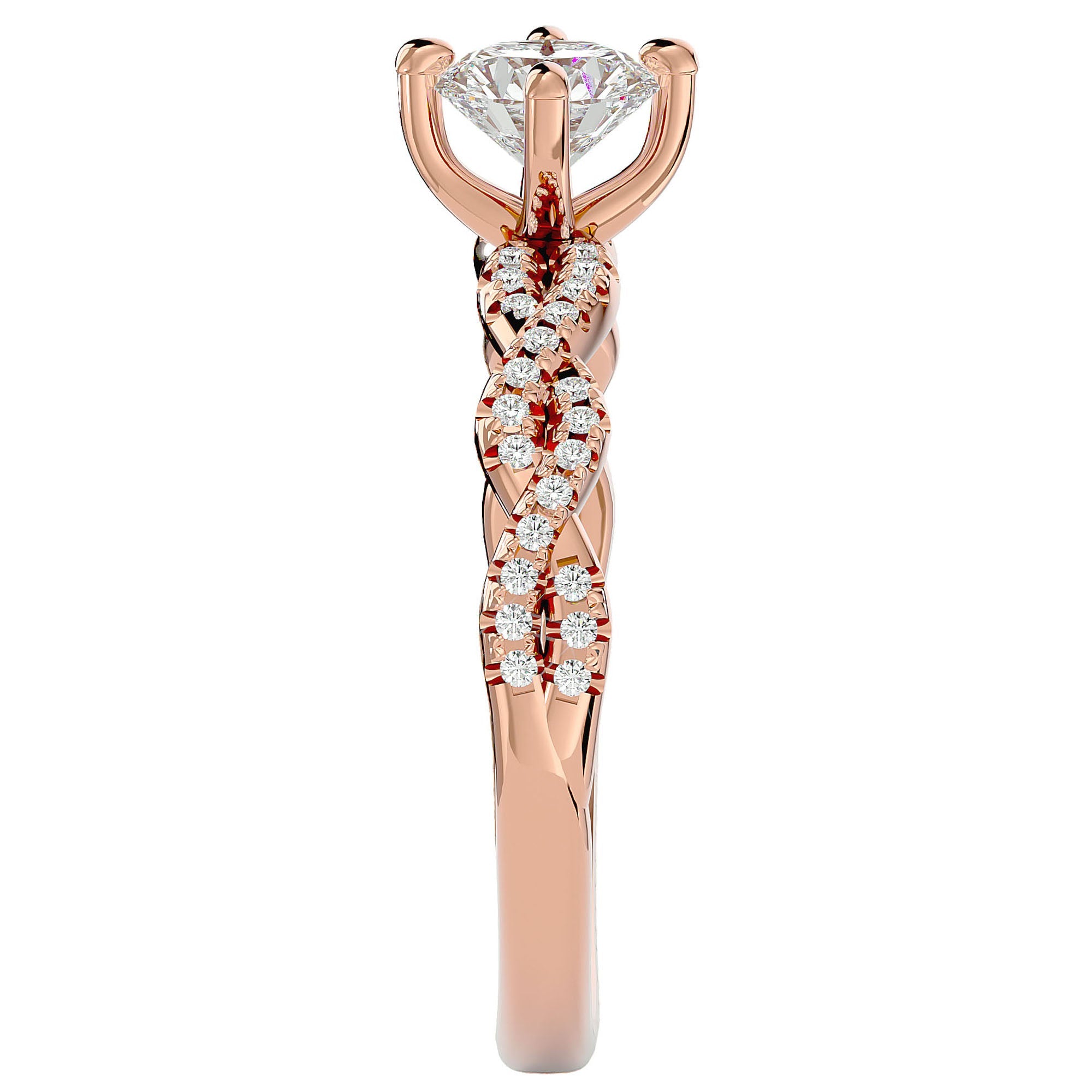 Inel De Logodnă Côte d'Azur Pavé din Aur 14k cu Diamante Naturale de 0.75 ct din 14k Aur Roz - Castelo.ro