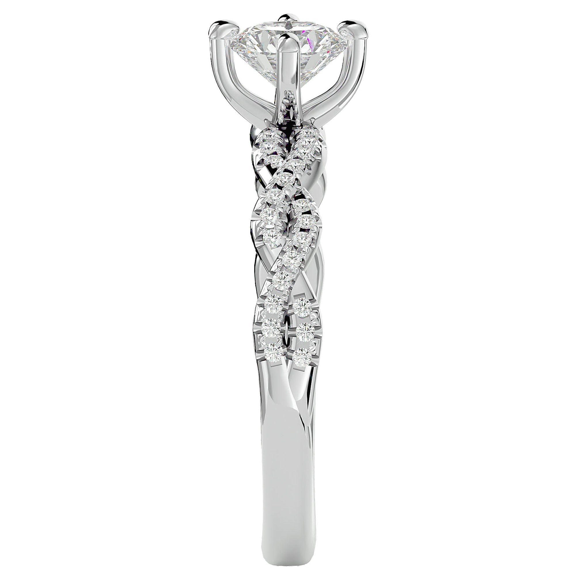 Inel De Logodnă Côte d'Azur Pavé cu Diamante Create în Laborator de 0.75 ct din Platina - Castelo.ro