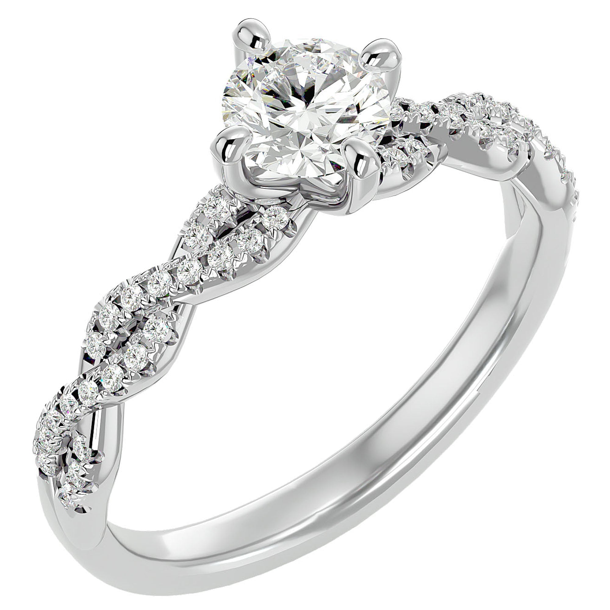 Inel De Logodnă Côte d'Azur Pavé din Aur 14k cu Diamante Naturale de 0.75 ct din 14k Aur Alb - Castelo.ro