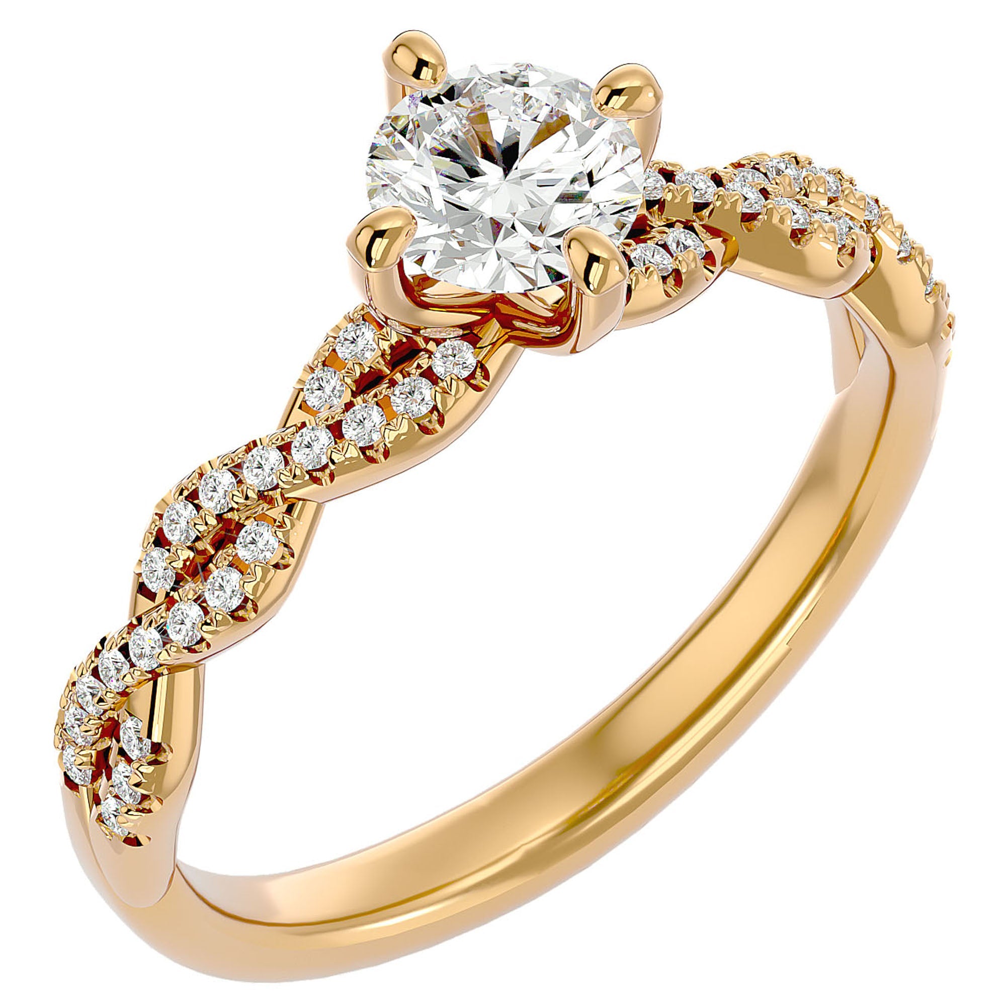 Inel De Logodnă Côte d'Azur Pavé din Aur 14k cu Moissanite de 0.75 ct din 14k Aur Galben - Castelo.ro
