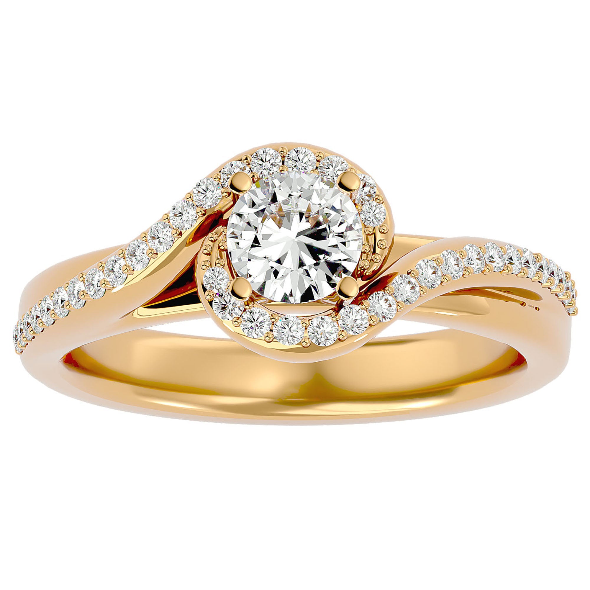 Inel De Logodnă Cannes Pavé cu Moissanite de 0.61 ct din 18k Aur Galben - Castelo.ro