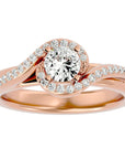 Inel De Logodnă Cannes Pavé din Aur 14k cu Diamante Create în Laborator de 0.61 ct din 14k Aur Roz - Castelo.ro