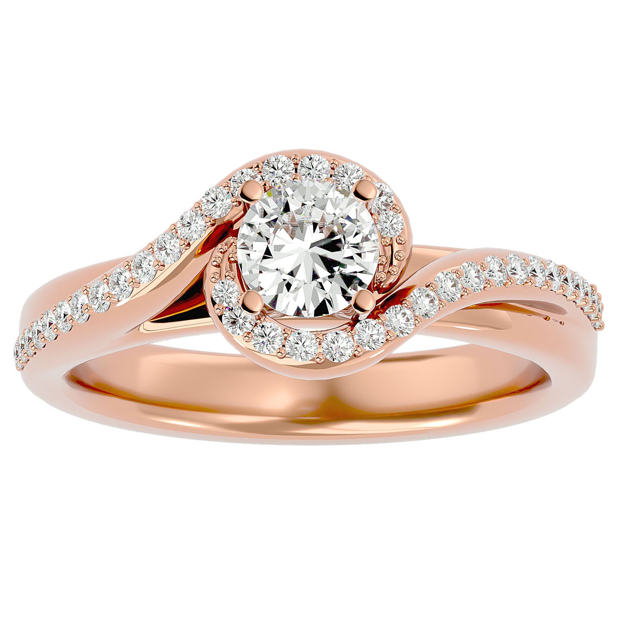 Inel De Logodnă Cannes Pavé cu Diamante Naturale de 0.61 ct din 18k Aur Roz - Castelo.ro