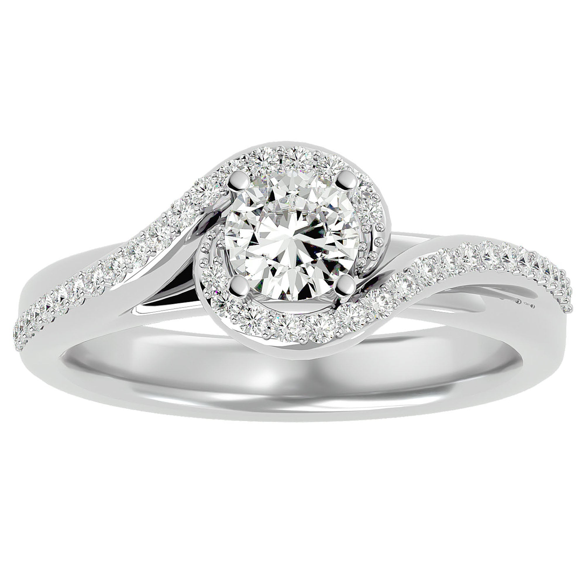 Inel De Logodnă Cannes Pavé cu Diamante Naturale de 0.61 ct din Platina - Castelo.ro