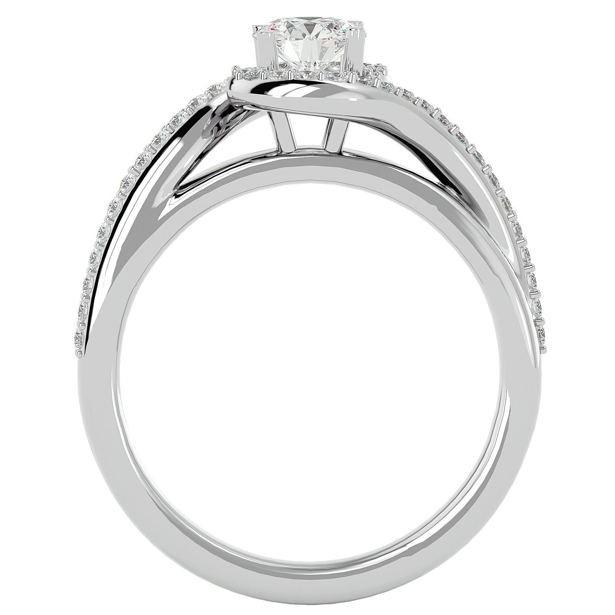 Inel De Logodnă Cannes Pavé cu Diamante Naturale de 0.61 ct din Platina - Castelo.ro