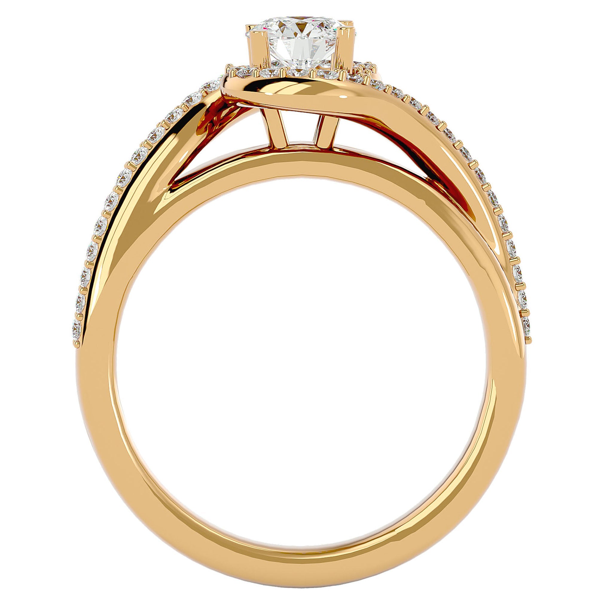 Inel De Logodnă Cannes Pavé cu Diamante Naturale de 0.61 ct din 18k Aur Galben - Castelo.ro