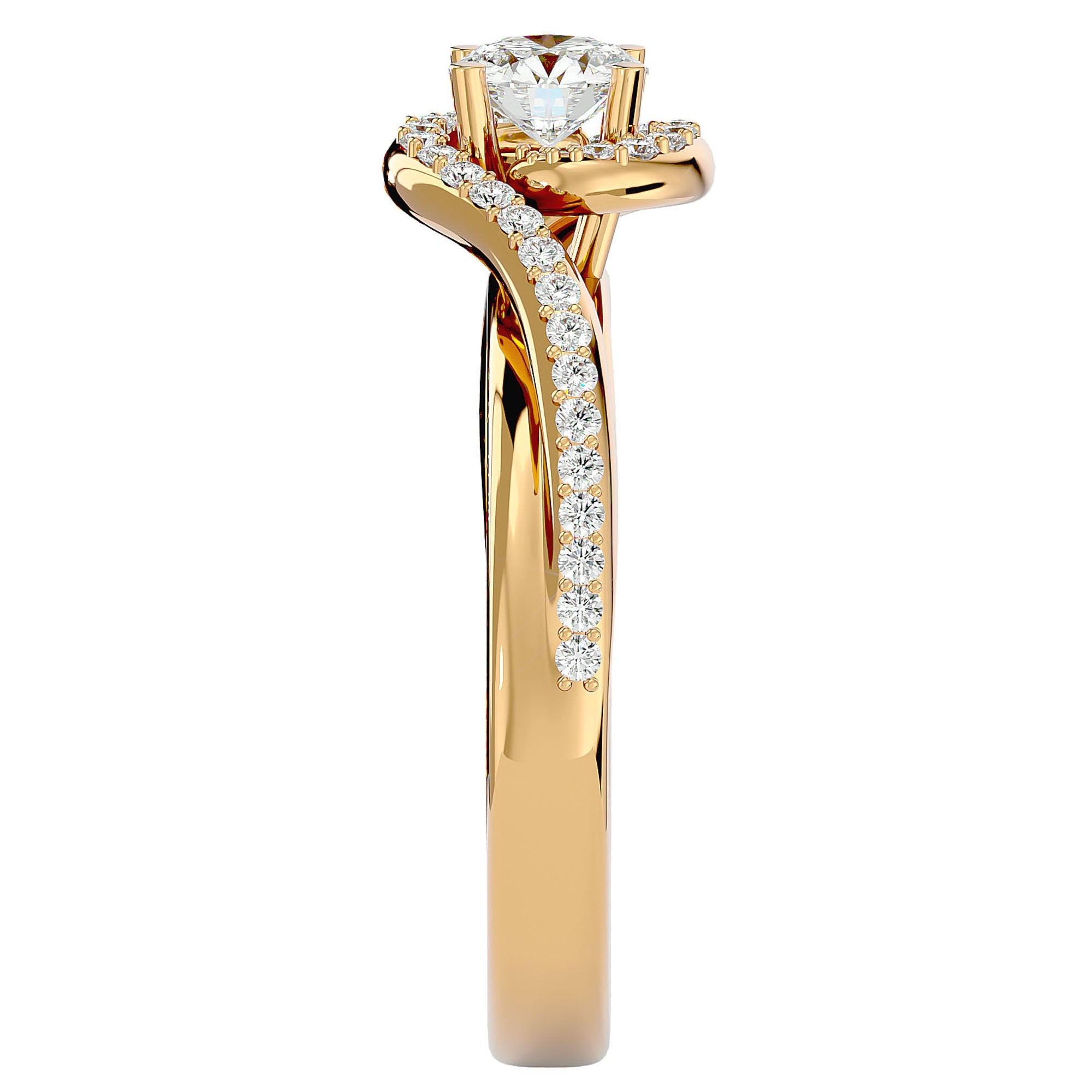 Inel De Logodnă Cannes Pavé cu Diamante Create în Laborator de 0.61 ct din 18k Aur Galben - Castelo.ro