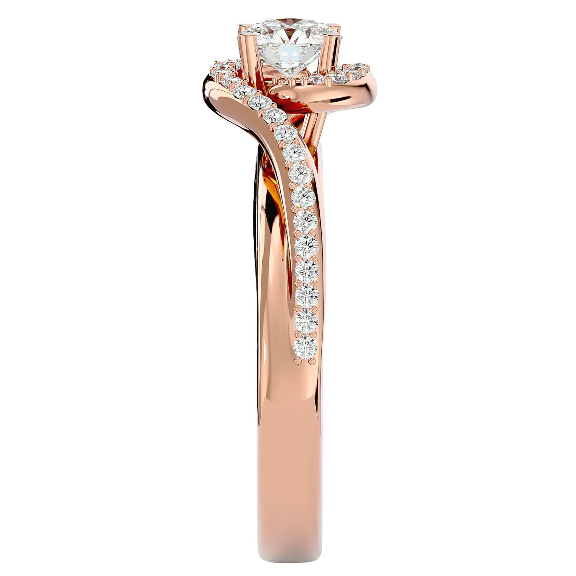 Inel De Logodnă Cannes Pavé cu Moissanite de 0.61 ct din 18k Aur Roz - Castelo.ro