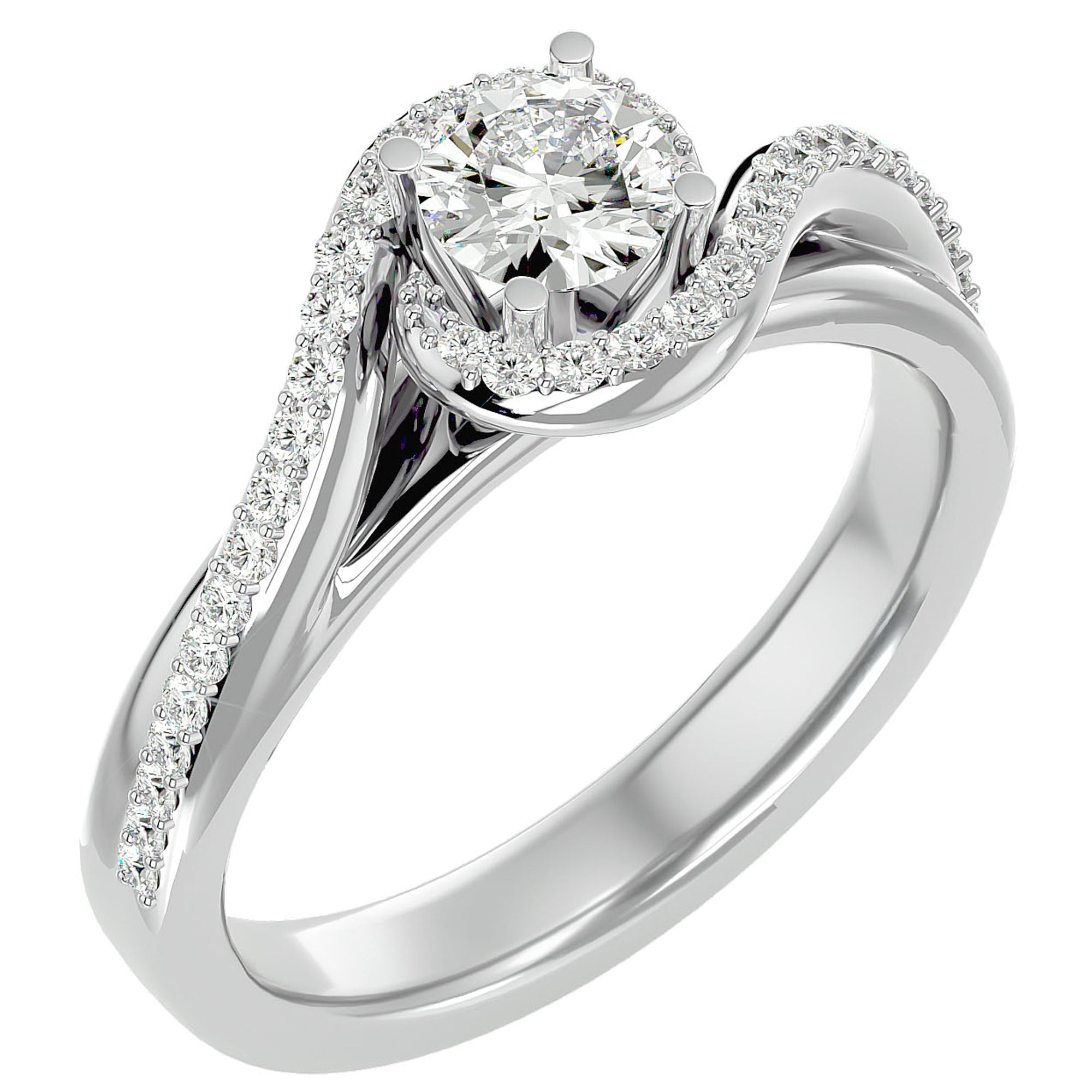Inel De Logodnă Cannes Pavé cu Diamante Naturale de 0.61 ct din Platina - Castelo.ro