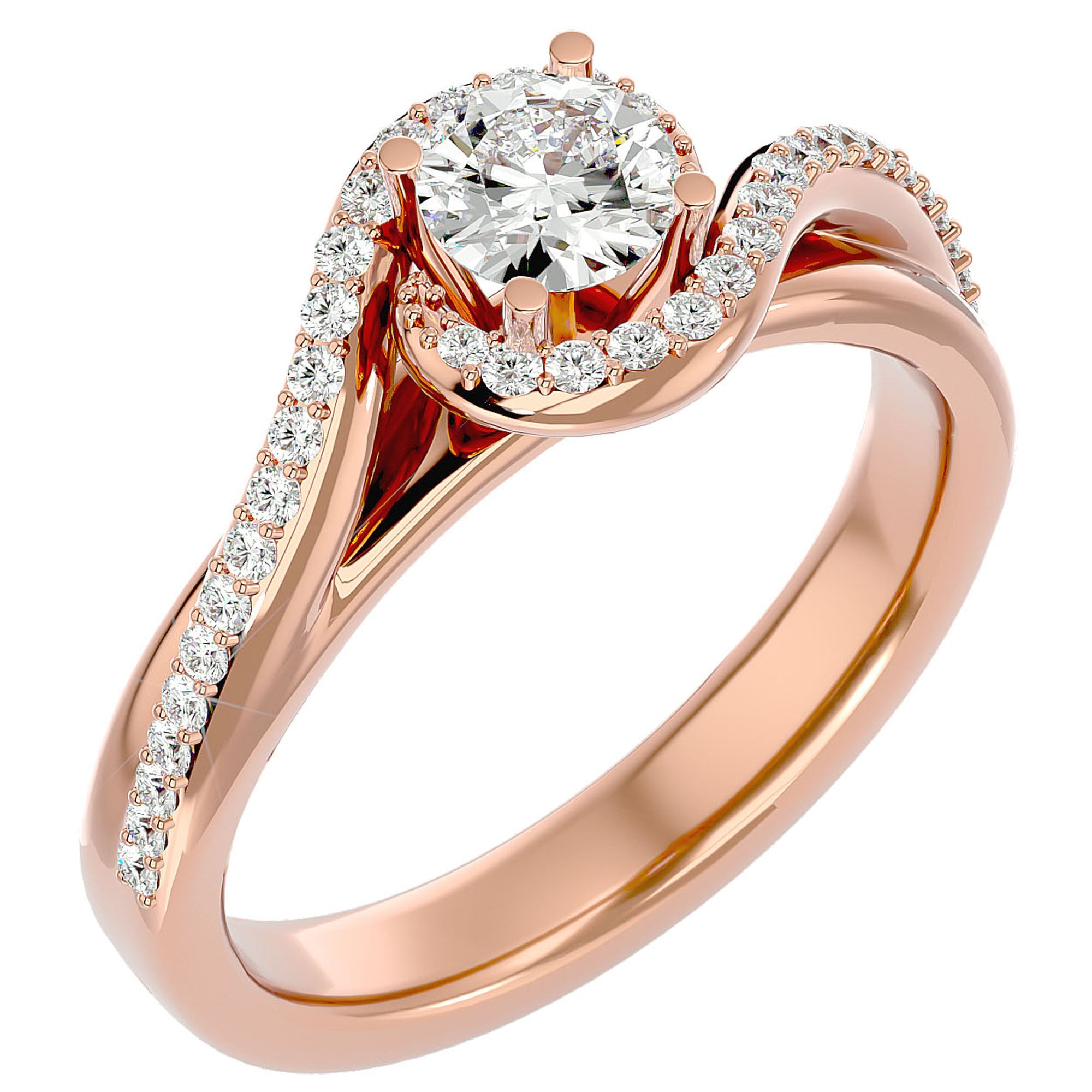 Inel De Logodnă Cannes Pavé cu Moissanite de 0.61 ct din 18k Aur Roz - Castelo.ro