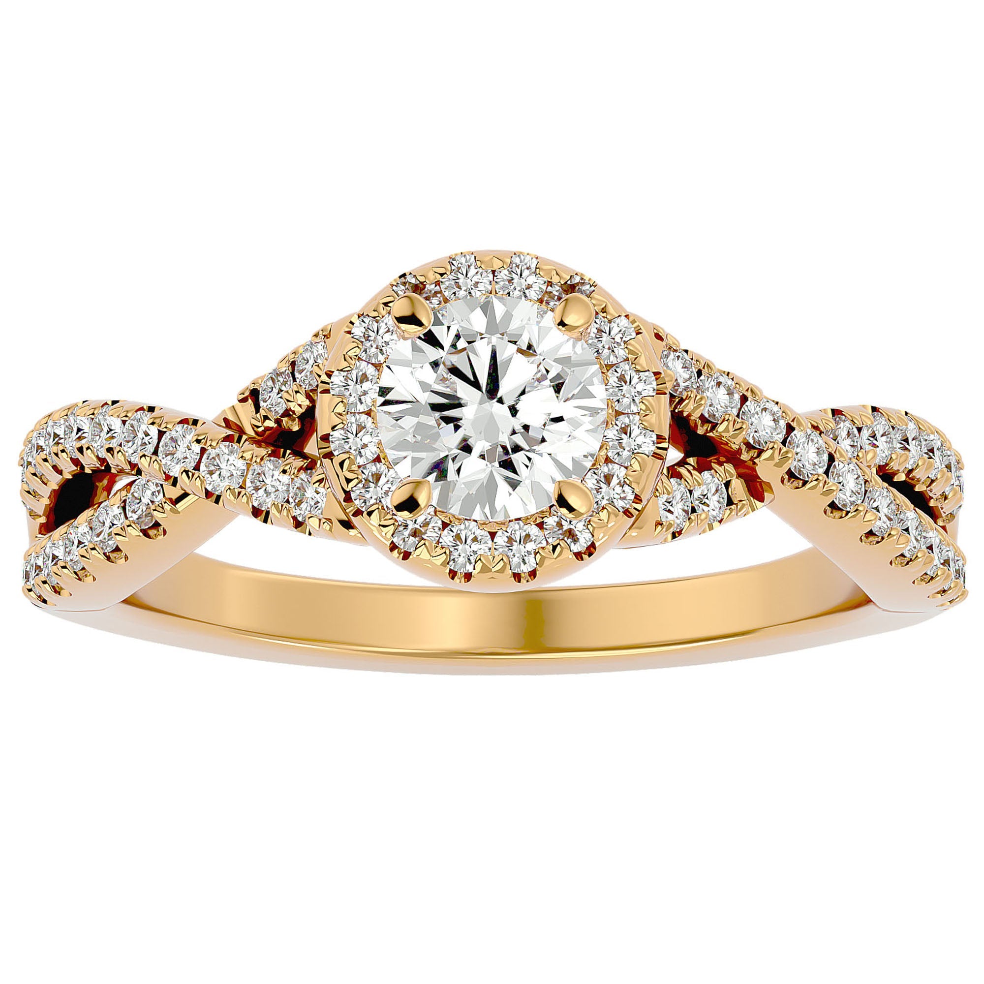 Inel De Logodnă Marseille Pavé cu Moissanite de 1.01 ct din 18k Aur Galben - Castelo.ro