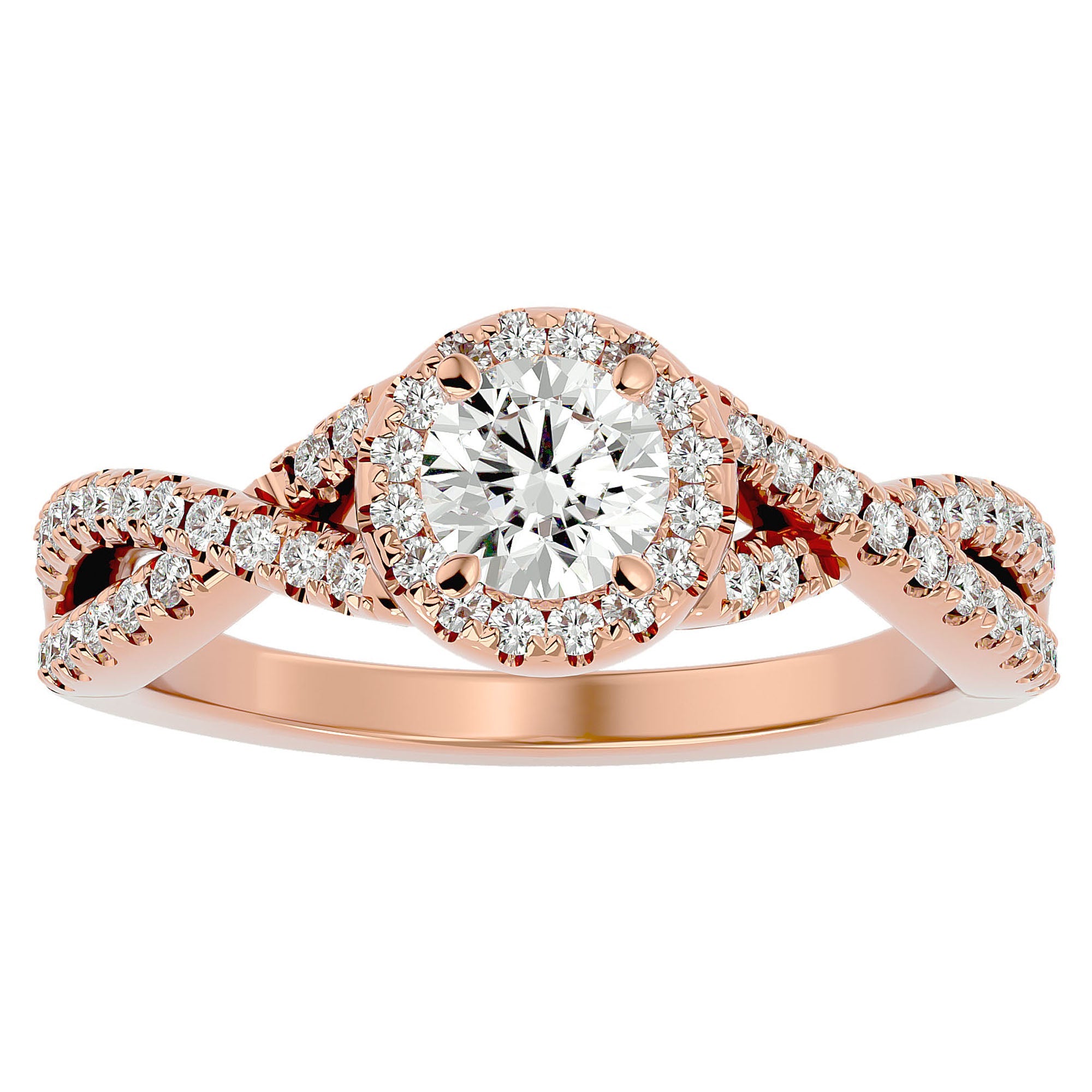 Inel de Logodnă cu Moissanite Pavé în Spirală Eternă de 1.01 ct din 18k Aur Roz - Castelo.ro