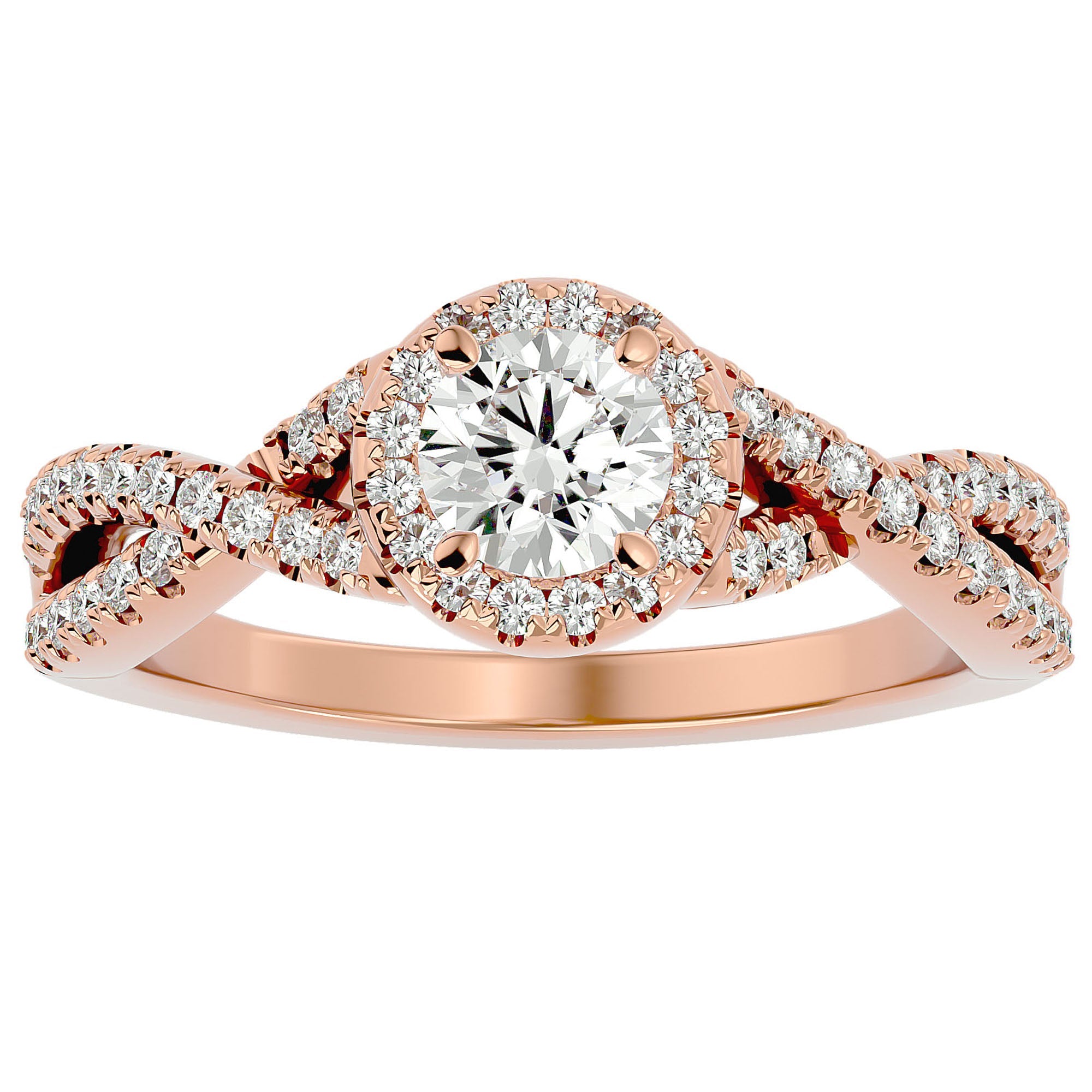 Inel De Logodnă Marseille Pavé cu Moissanite de 1.01 ct din 18k Aur Roz - Castelo.ro