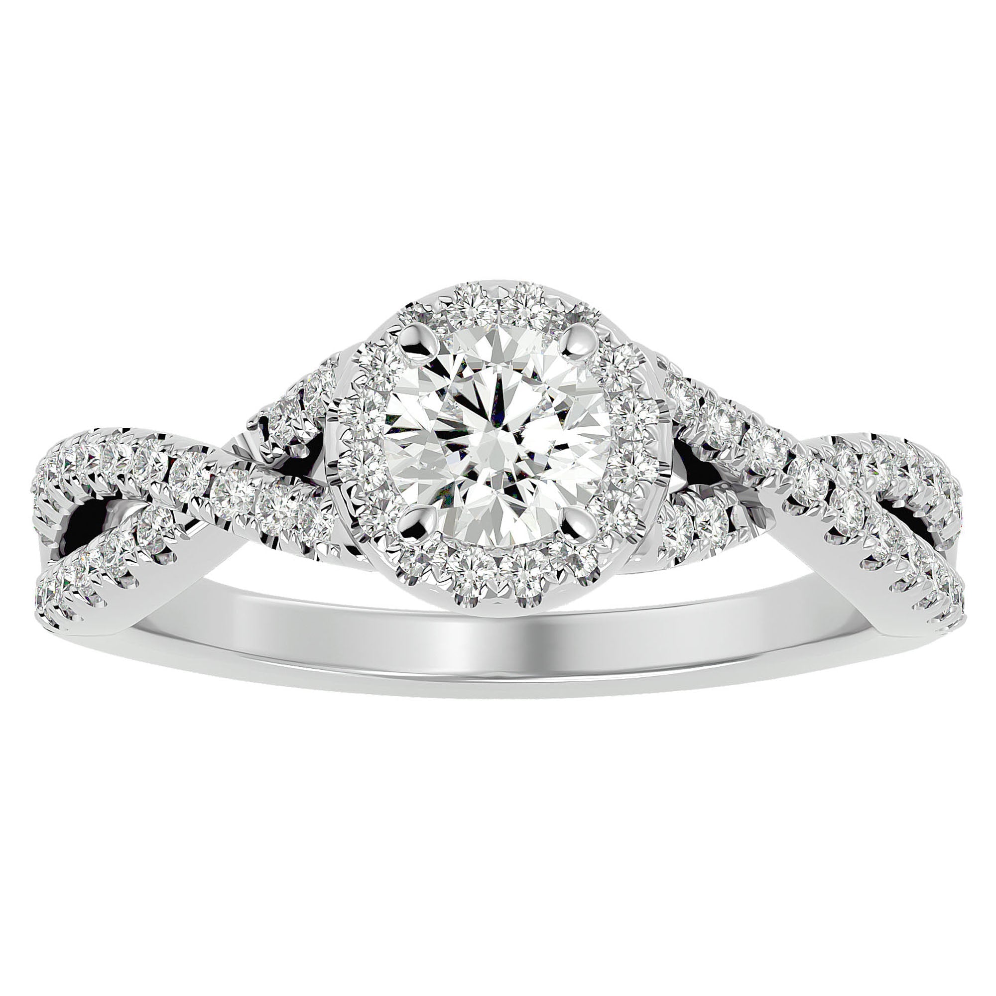 Inel de Logodnă cu Diamante Naturale Pavé în Spirală Eternă de 1.01 ct din Platina - Castelo.ro