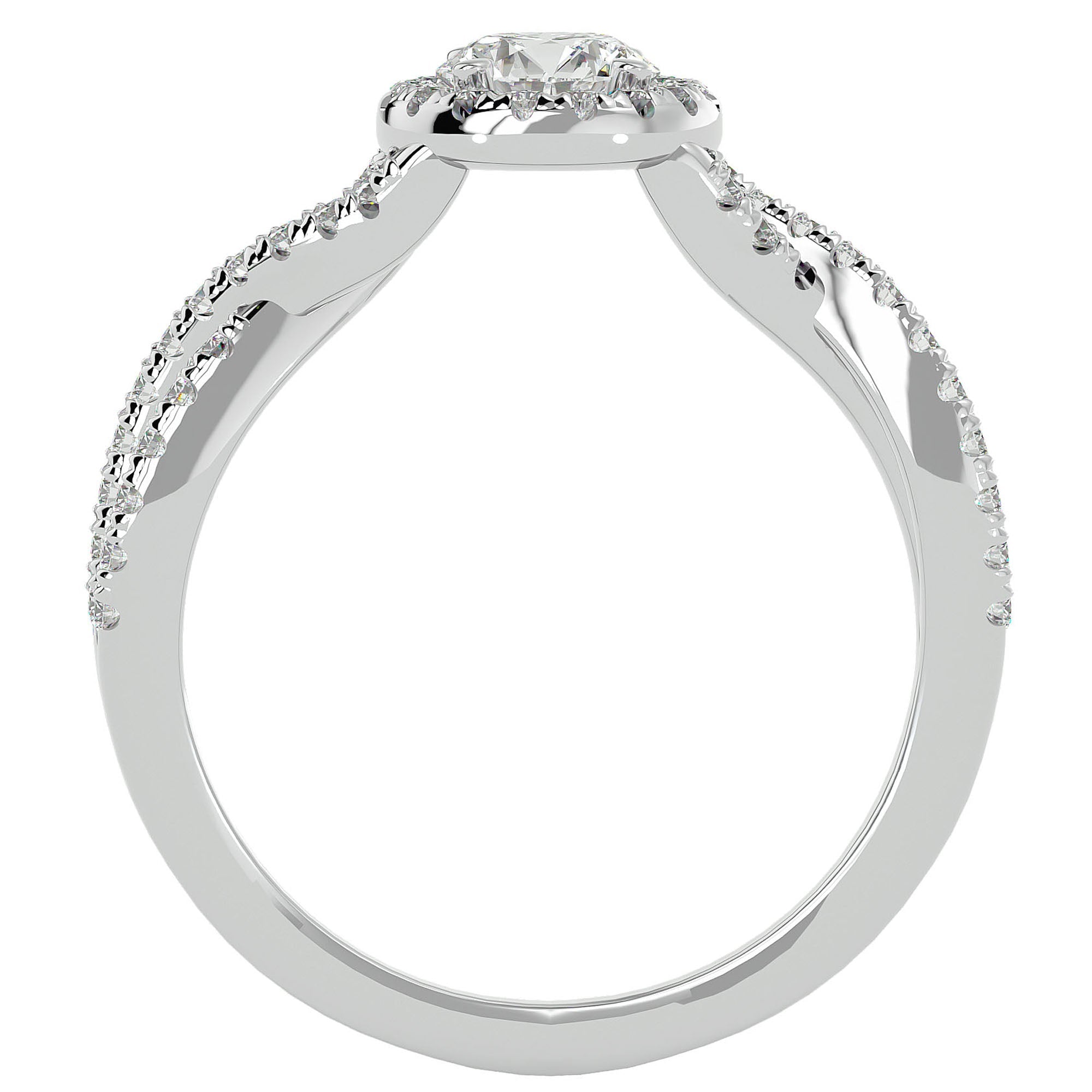 Inel De Logodnă Marseille Pavé cu Moissanite de 1.01 ct din Platina - Castelo.ro