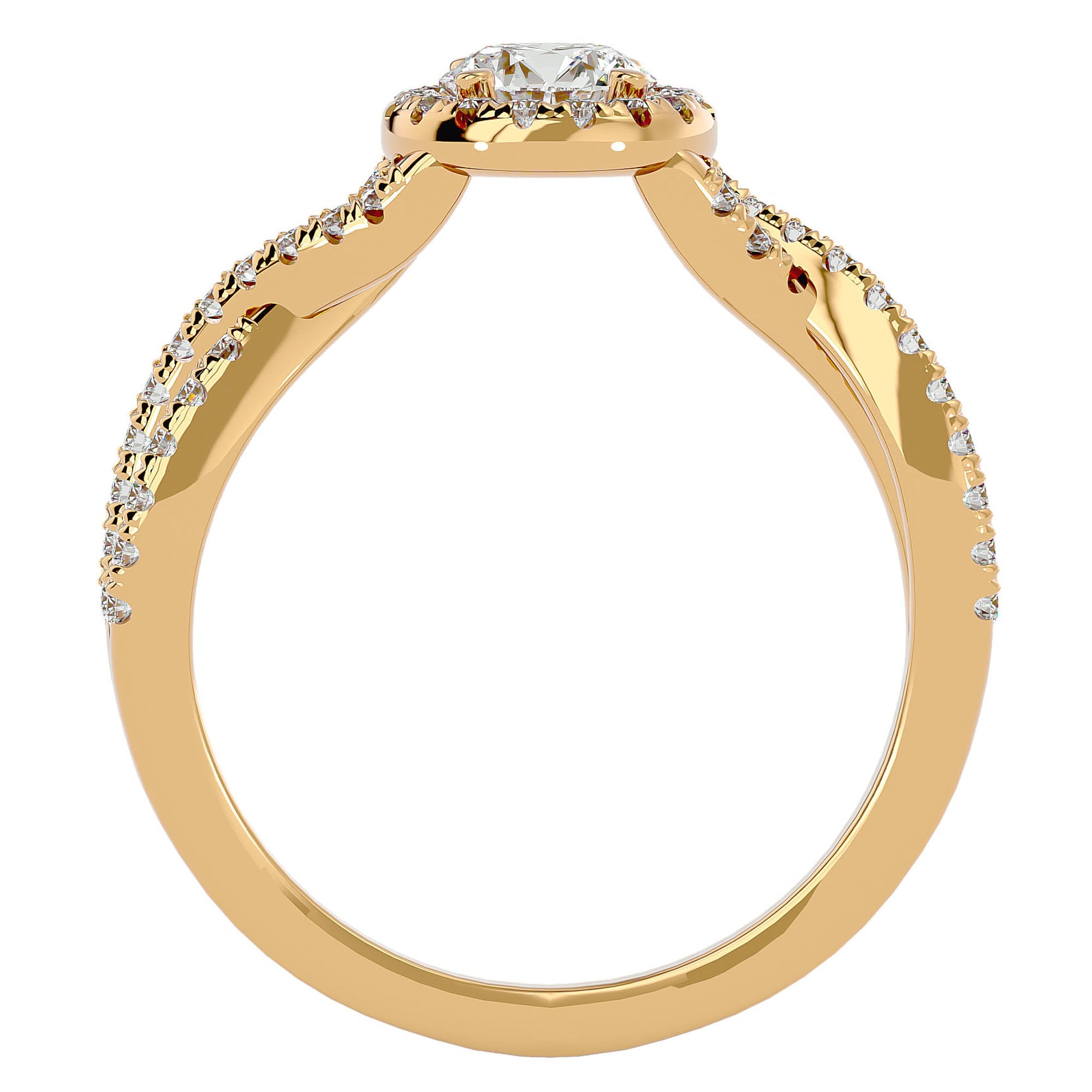 Inel de Logodnă cu Diamante Create în Laborator Pavé în Spirală Eternă de 1.01 ct din 18k Aur Galben - Castelo.ro