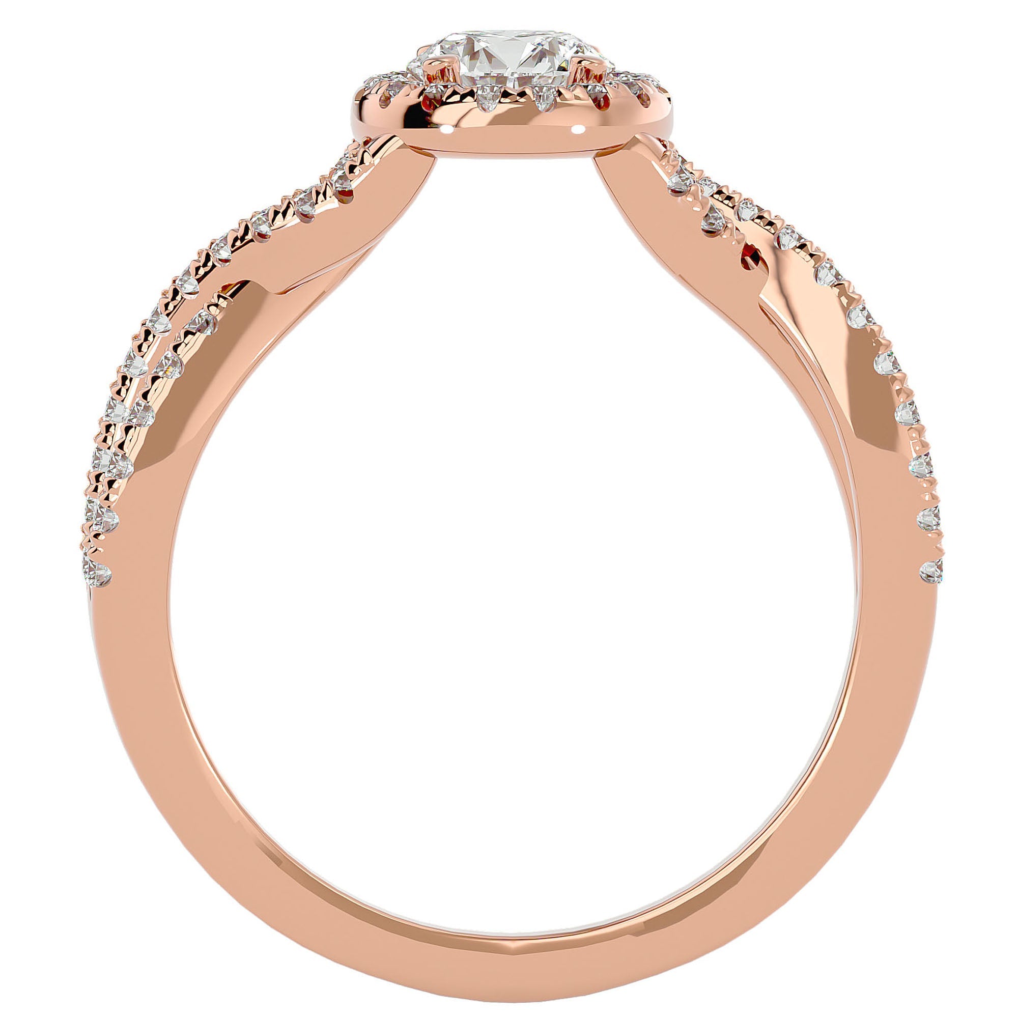 Inel De Logodnă Marseille Pavé cu Moissanite de 1.01 ct din 18k Aur Roz - Castelo.ro