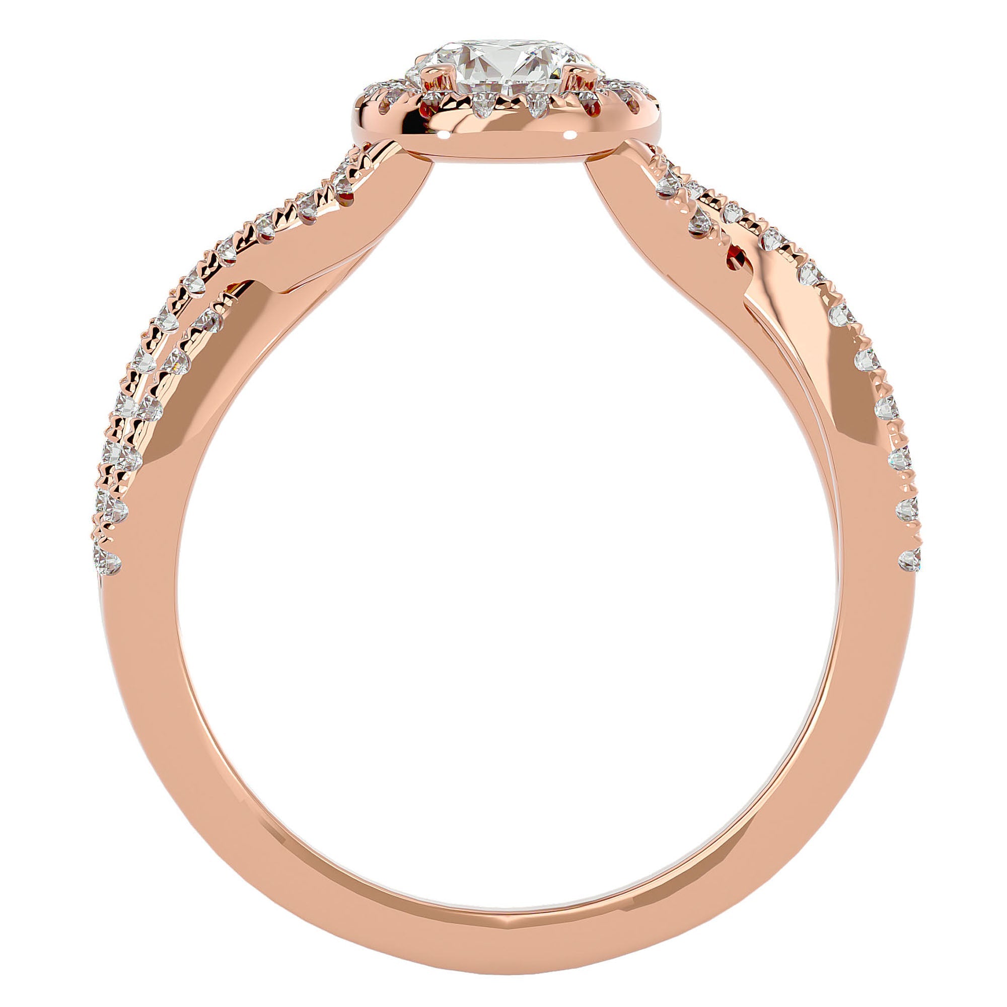 Inel de Logodnă cu Moissanite Pavé în Spirală Eternă de 1.01 ct din 18k Aur Roz - Castelo.ro