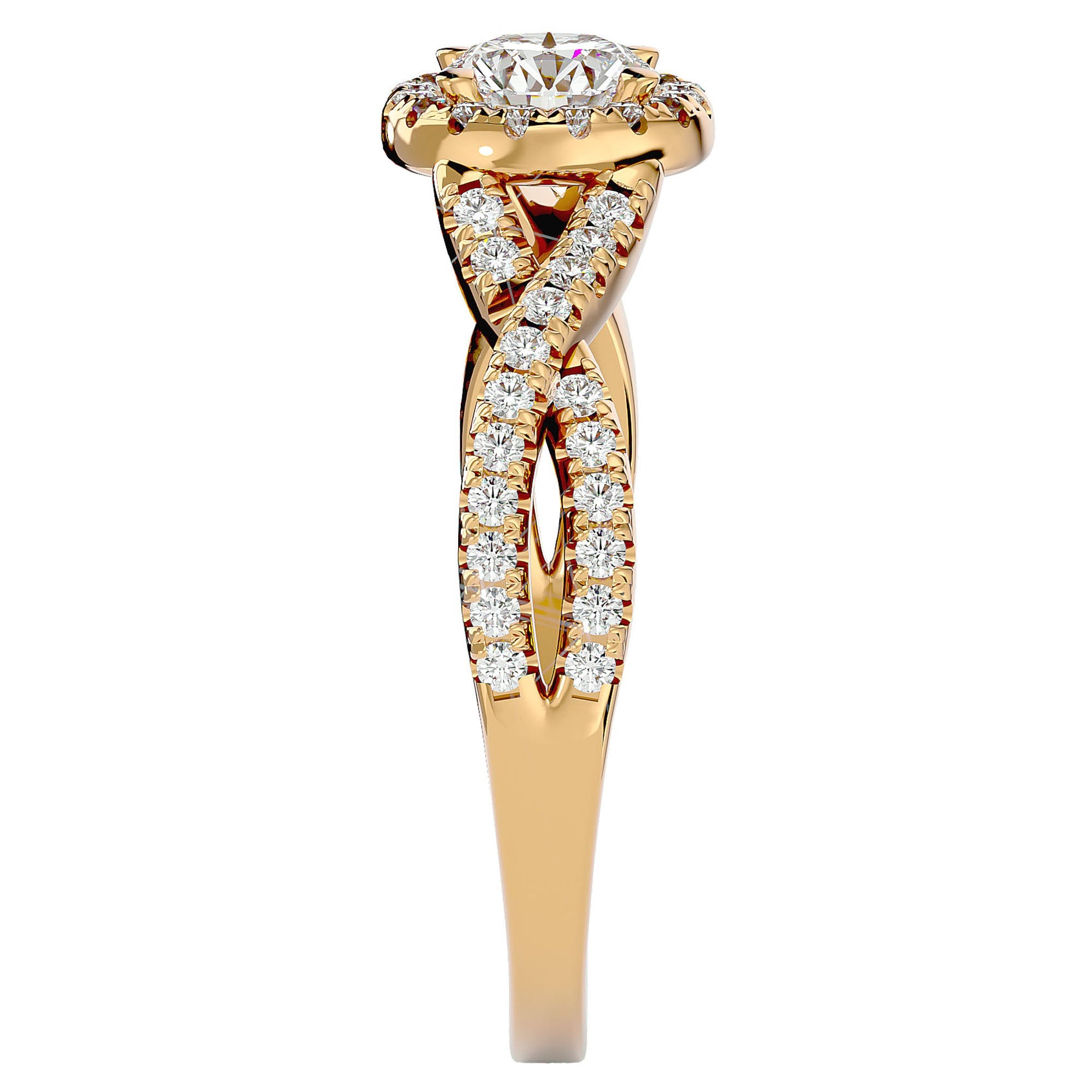 Inel De Logodnă Marseille Pavé cu Moissanite de 1.01 ct din 18k Aur Galben - Castelo.ro
