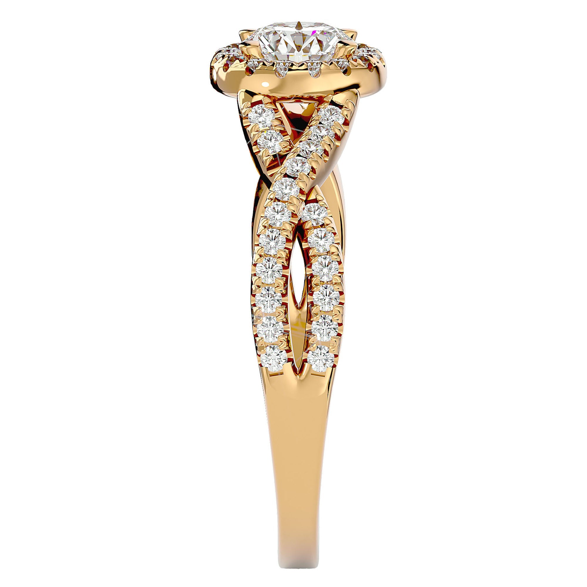 Inel de Logodnă din Aur 14k cu Diamante Naturale Pavé în Spirală Eternă de 1.01 ct din 14k Aur Galben - Castelo.ro