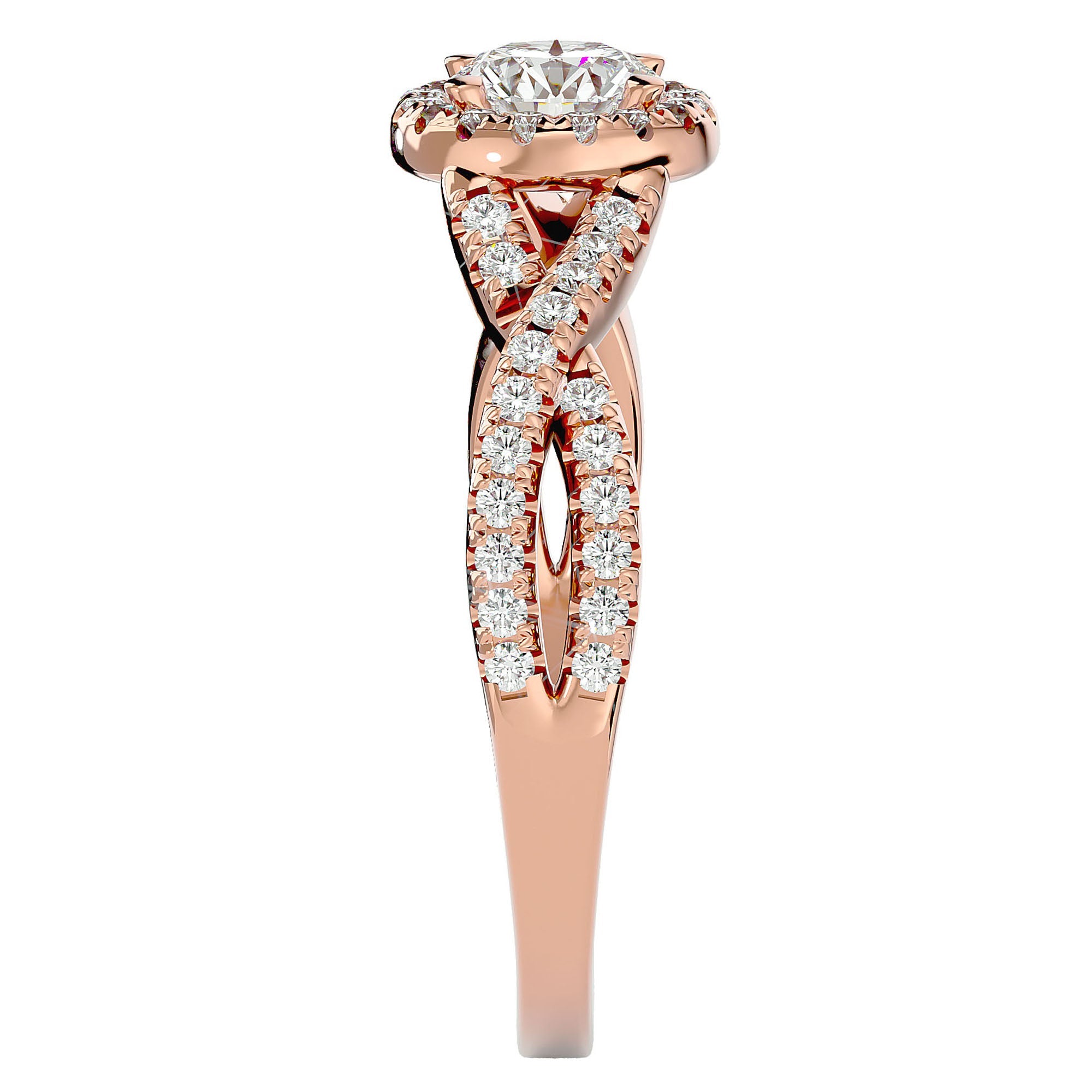 Inel de Logodnă din Aur 14k cu Diamante Naturale Pavé în Spirală Eternă de 1.01 ct din 14k Aur Roz - Castelo.ro