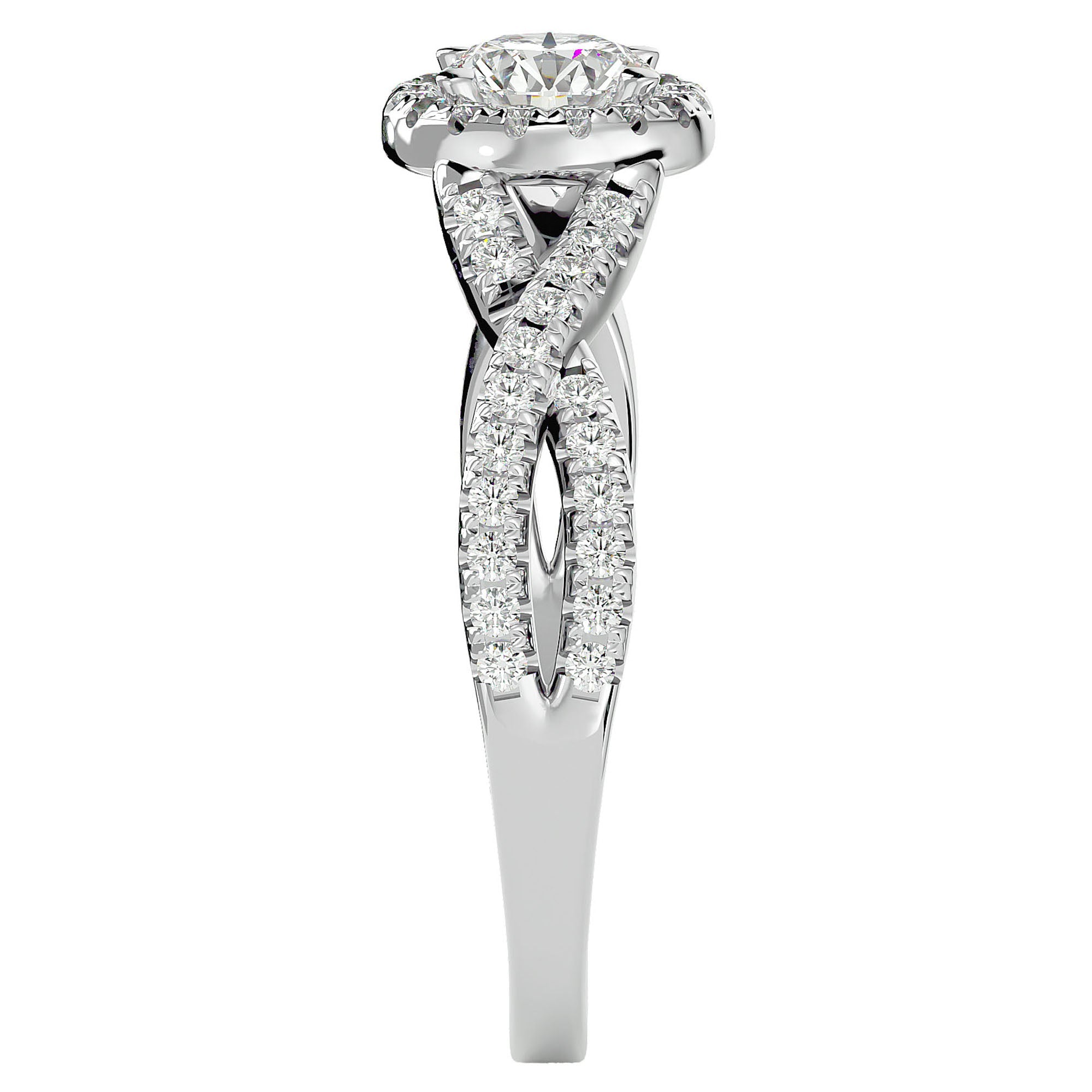 Inel De Logodnă Marseille Pavé cu Moissanite de 1.01 ct din Platina - Castelo.ro