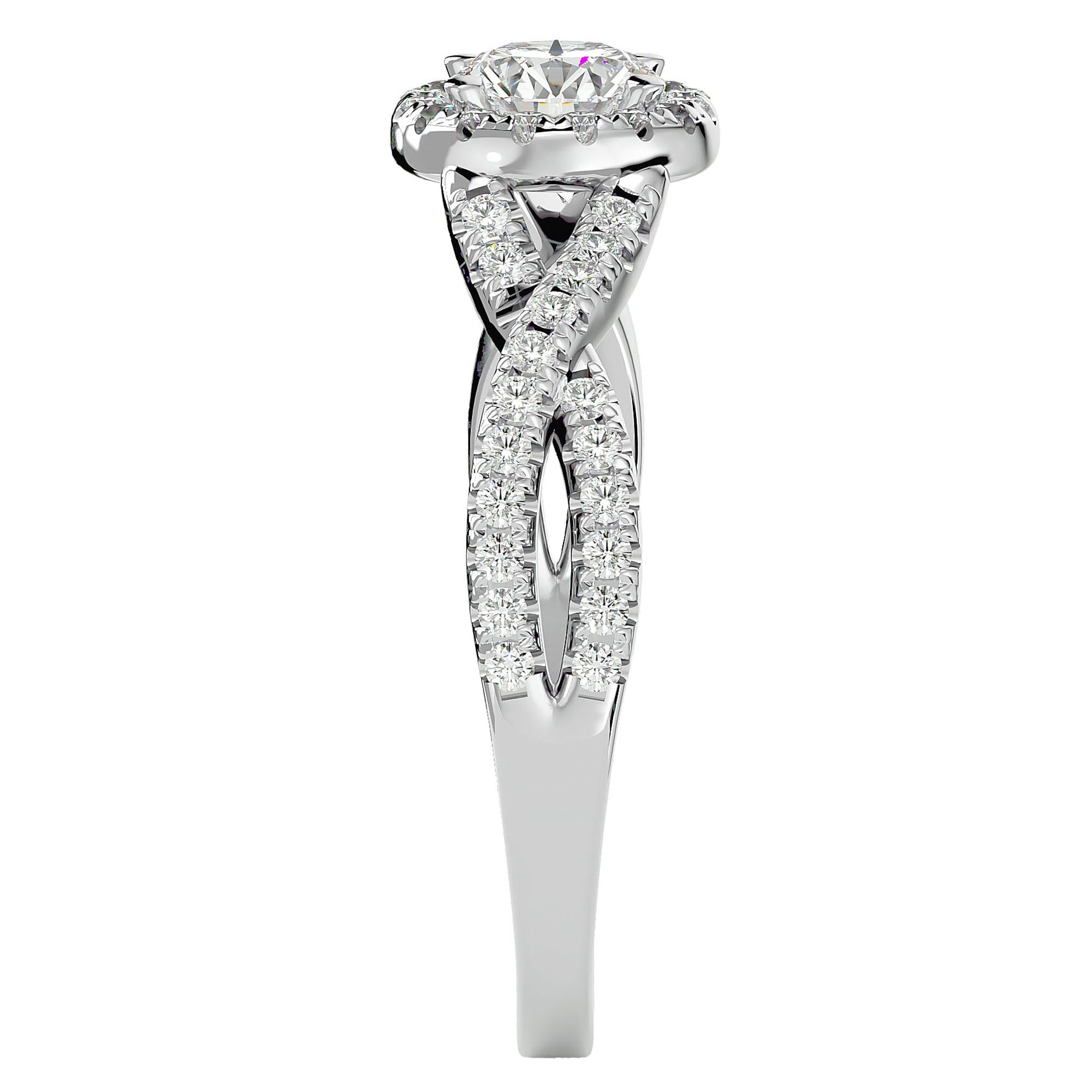 Inel de Logodnă din Aur 14k cu Diamante Create în Laborator Pavé în Spirală Eternă de 1.01 ct din 14k Aur Alb - Castelo.ro