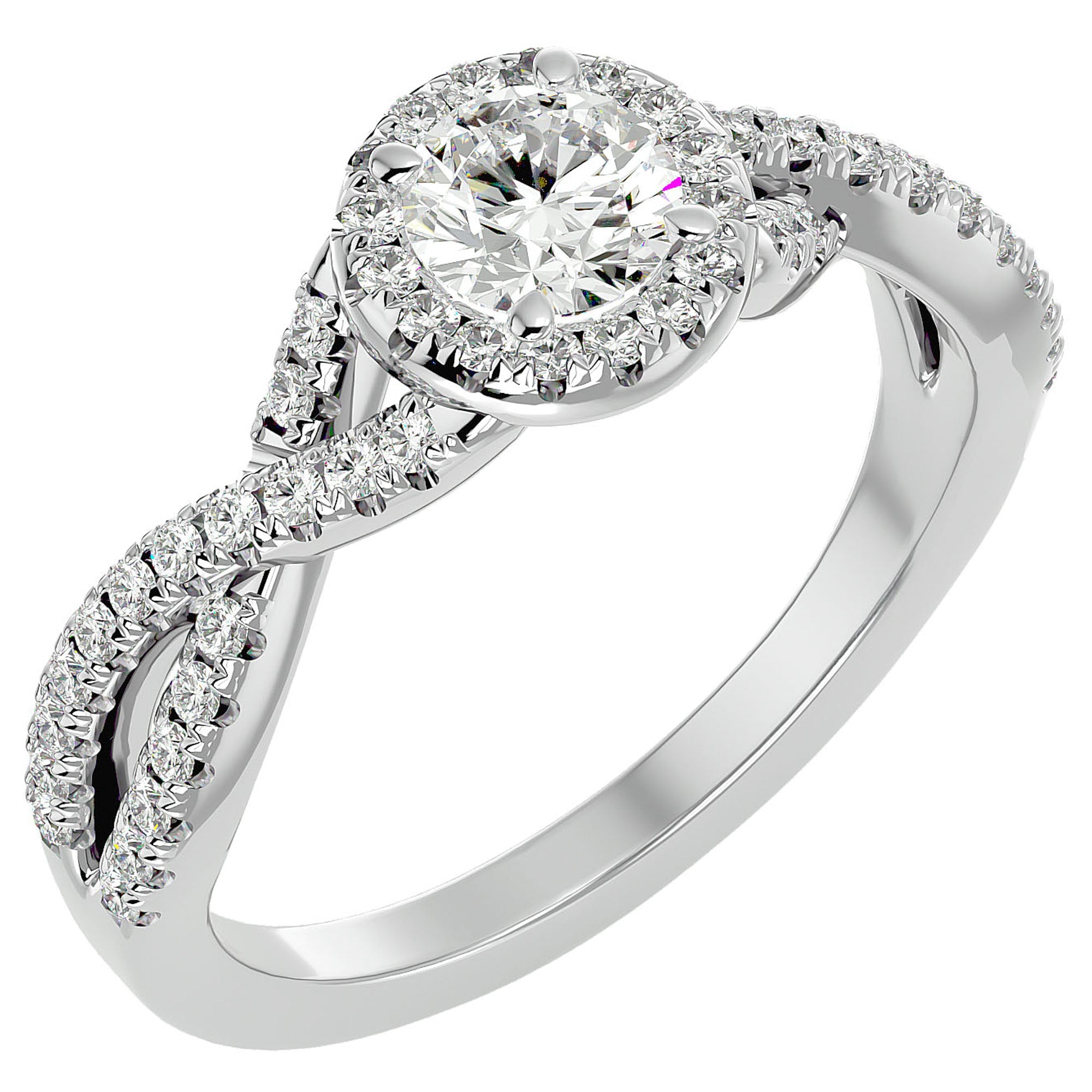 Inel de Logodnă cu Diamante Naturale Pavé în Spirală Eternă de 1.01 ct din Platina - Castelo.ro