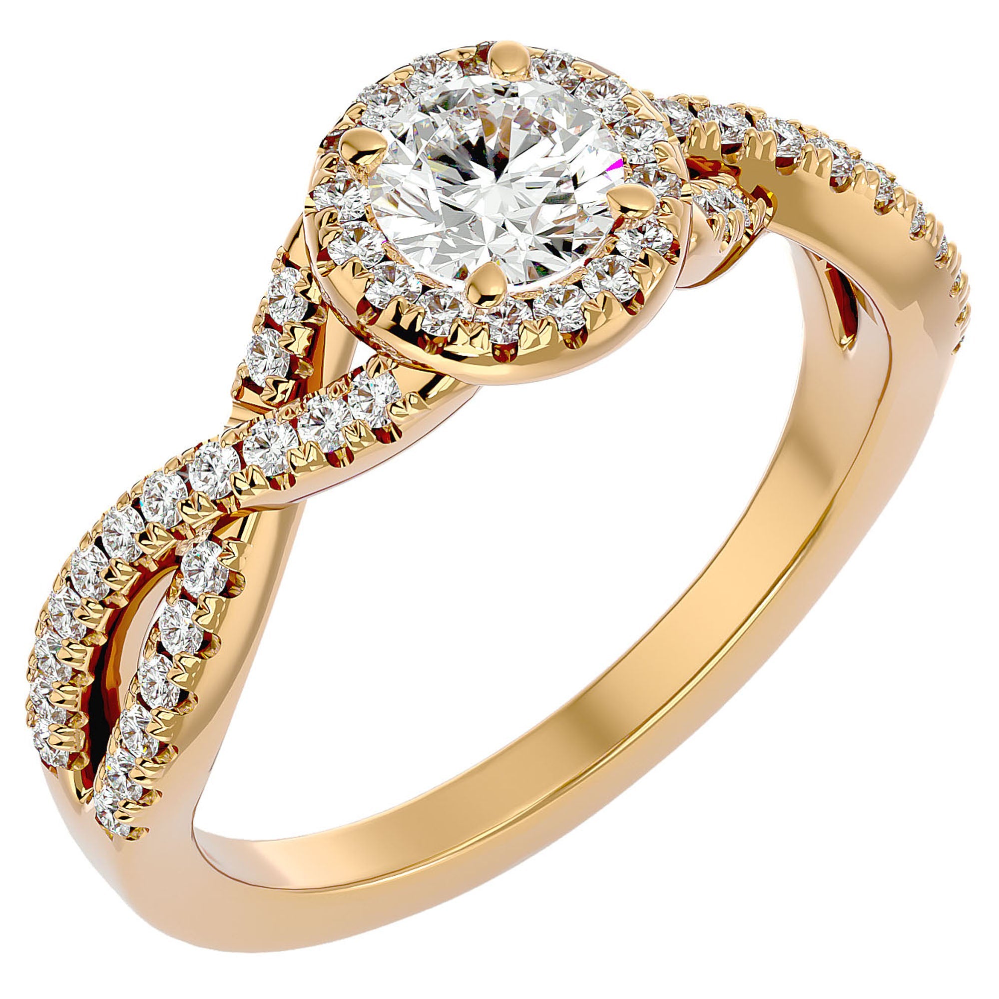 Inel de Logodnă din Aur 14k cu Diamante Naturale Pavé în Spirală Eternă de 1.01 ct din 14k Aur Galben - Castelo.ro