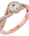 Inel De Logodnă Marseille Pavé din Aur 14k cu Diamante Naturale de 1.01 ct din 14k Aur Roz - Castelo.ro