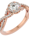 Inel de Logodnă din Aur 14k cu Diamante Naturale Pavé în Spirală Eternă de 1.01 ct din 14k Aur Roz - Castelo.ro