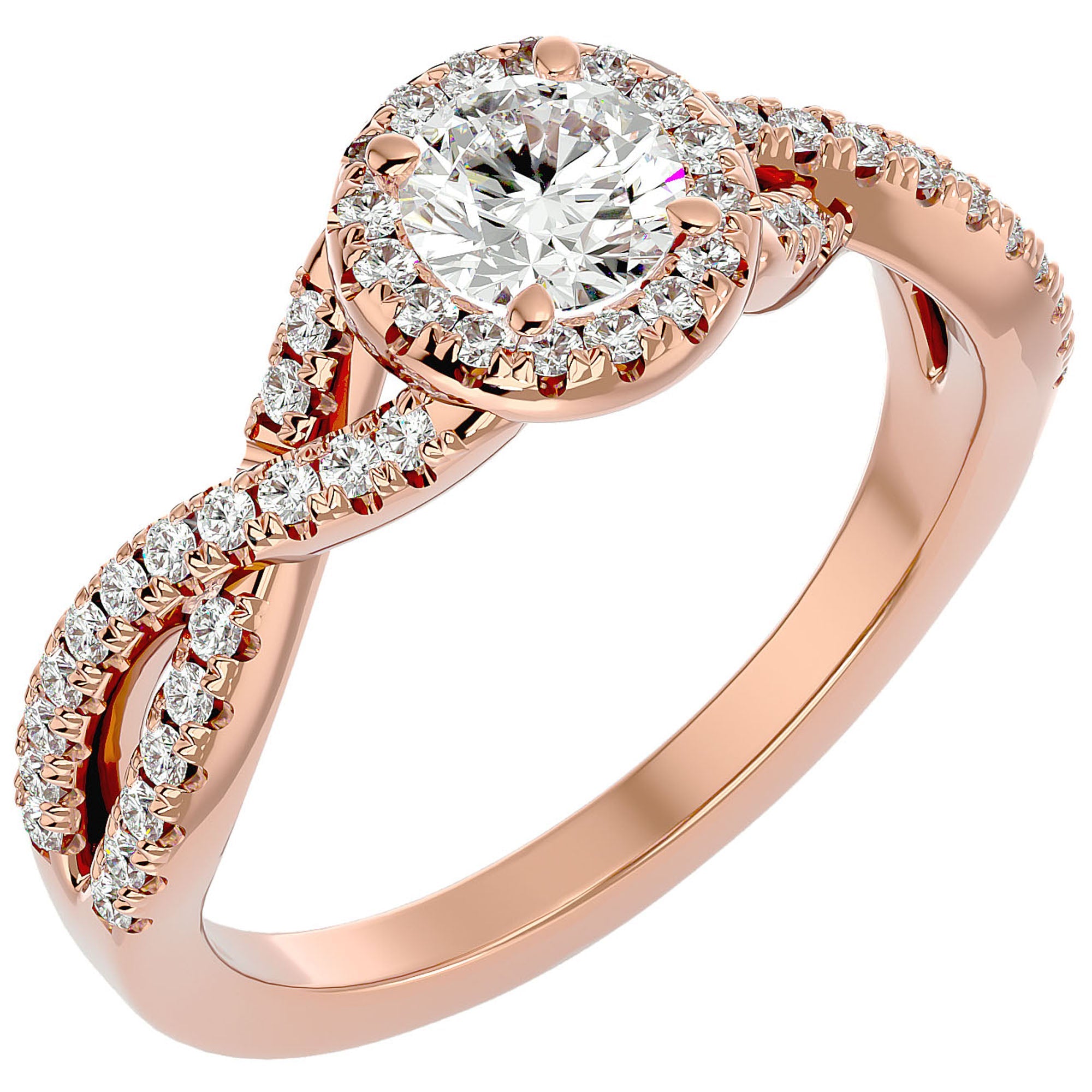 Inel De Logodnă Marseille Pavé cu Moissanite de 1.01 ct din 18k Aur Roz - Castelo.ro