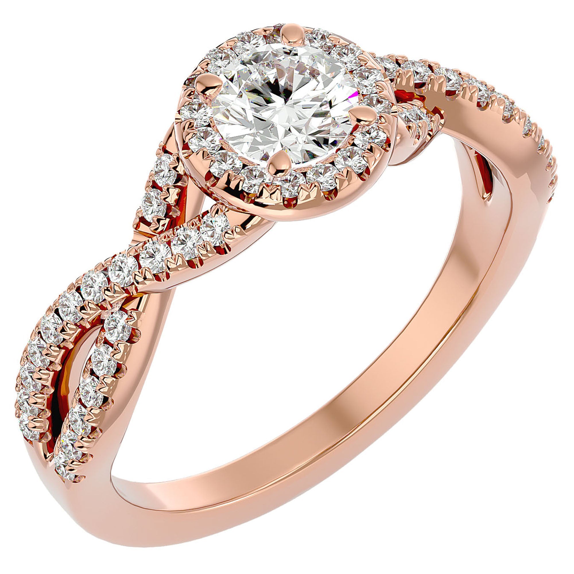 Inel de Logodnă cu Moissanite Pavé în Spirală Eternă de 1.01 ct din 18k Aur Roz - Castelo.ro