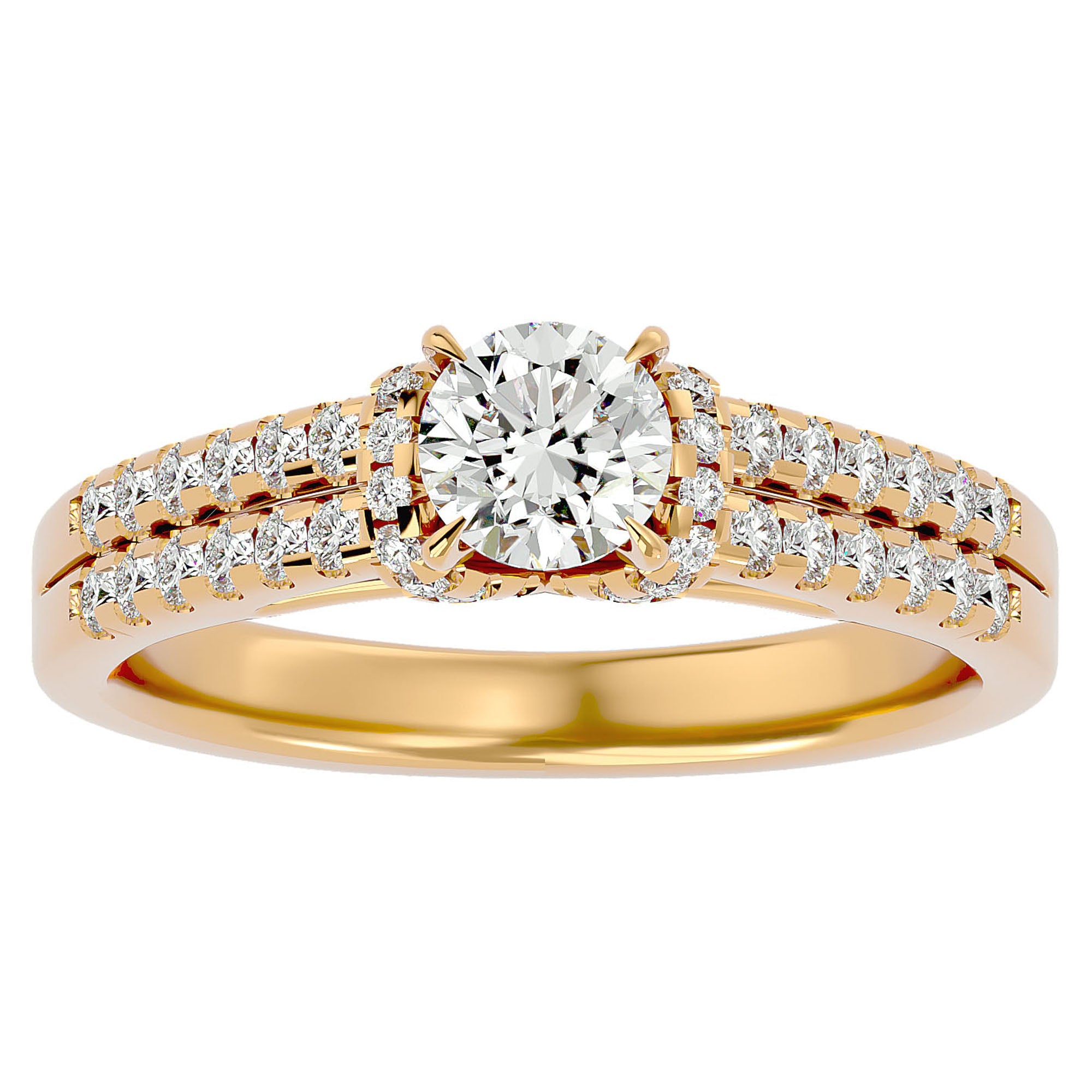 Inel de Logodnă din Aur 14k cu Diamante Naturale Pavé în Dans Etern de 0.99 ct din 14k Aur Galben - Castelo.ro