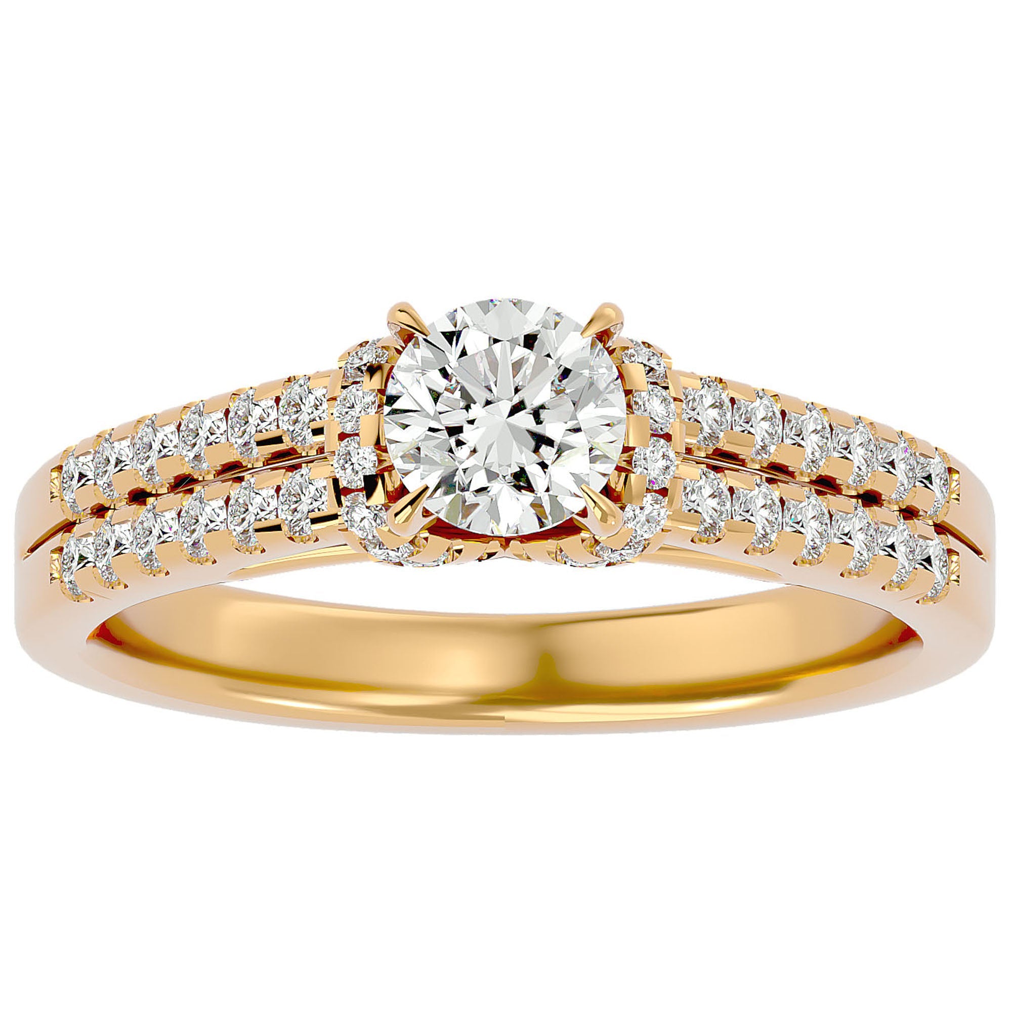 Inel De Logodnă Le Petit Palais Pavé din Aur 14k cu Moissanite de 0.99 ct din 14k Aur Galben - Castelo.ro