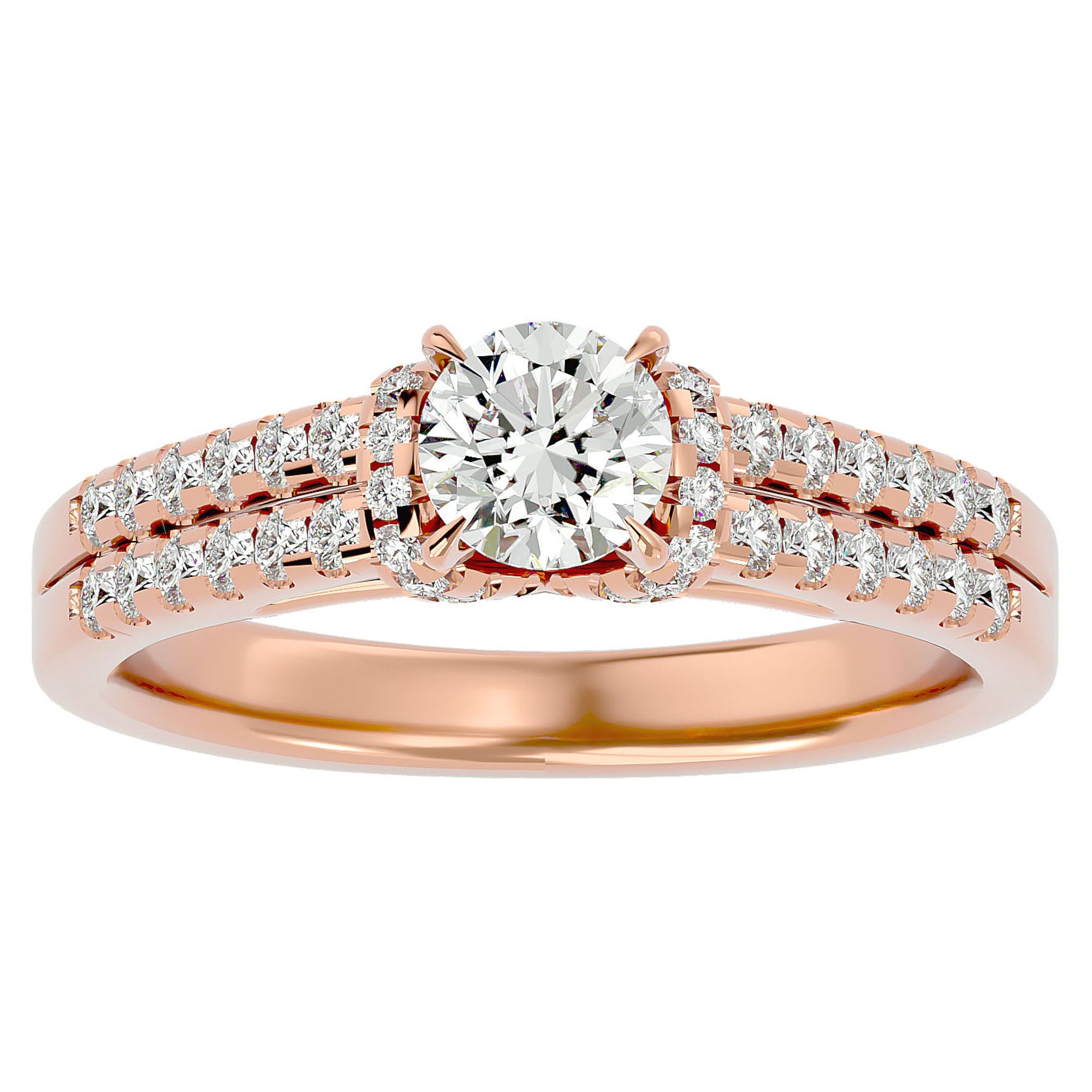 Inel de Logodnă cu Moissanite Pavé în Dans Etern de 0.99 ct din 18k Aur Roz - Castelo.ro
