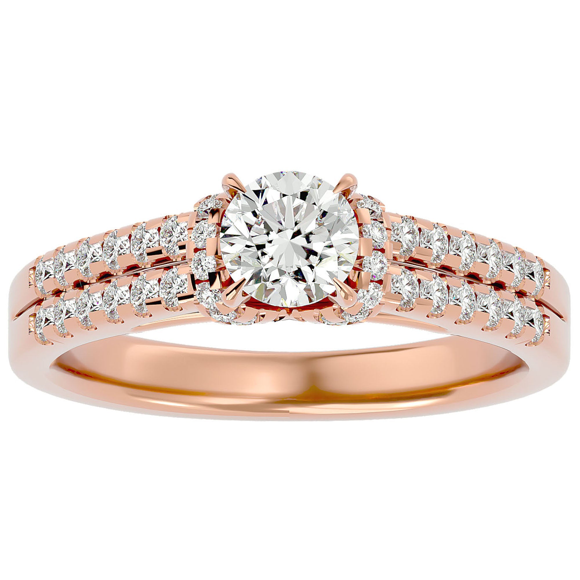 Inel De Logodnă Le Petit Palais Pavé din Aur 14k cu Moissanite de 0.99 ct din 14k Aur Roz - Castelo.ro