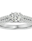 Inel De Logodnă Le Petit Palais Pavé din Aur 14k cu Diamante Naturale de 0.99 ct din 14k Aur Alb - Castelo.ro