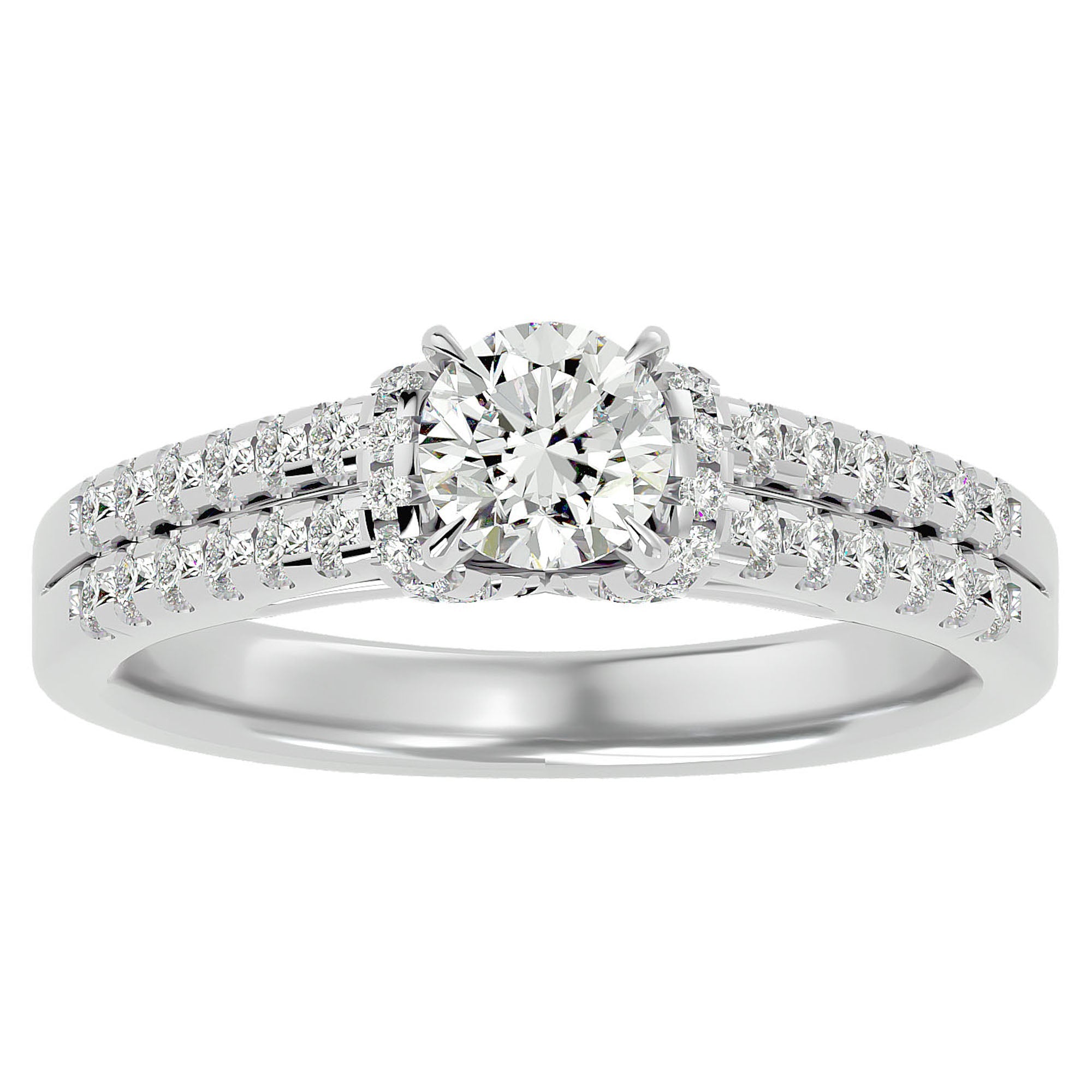 Inel de Logodnă cu Moissanite Pavé în Dans Etern de 0.99 ct din Platina - Castelo.ro