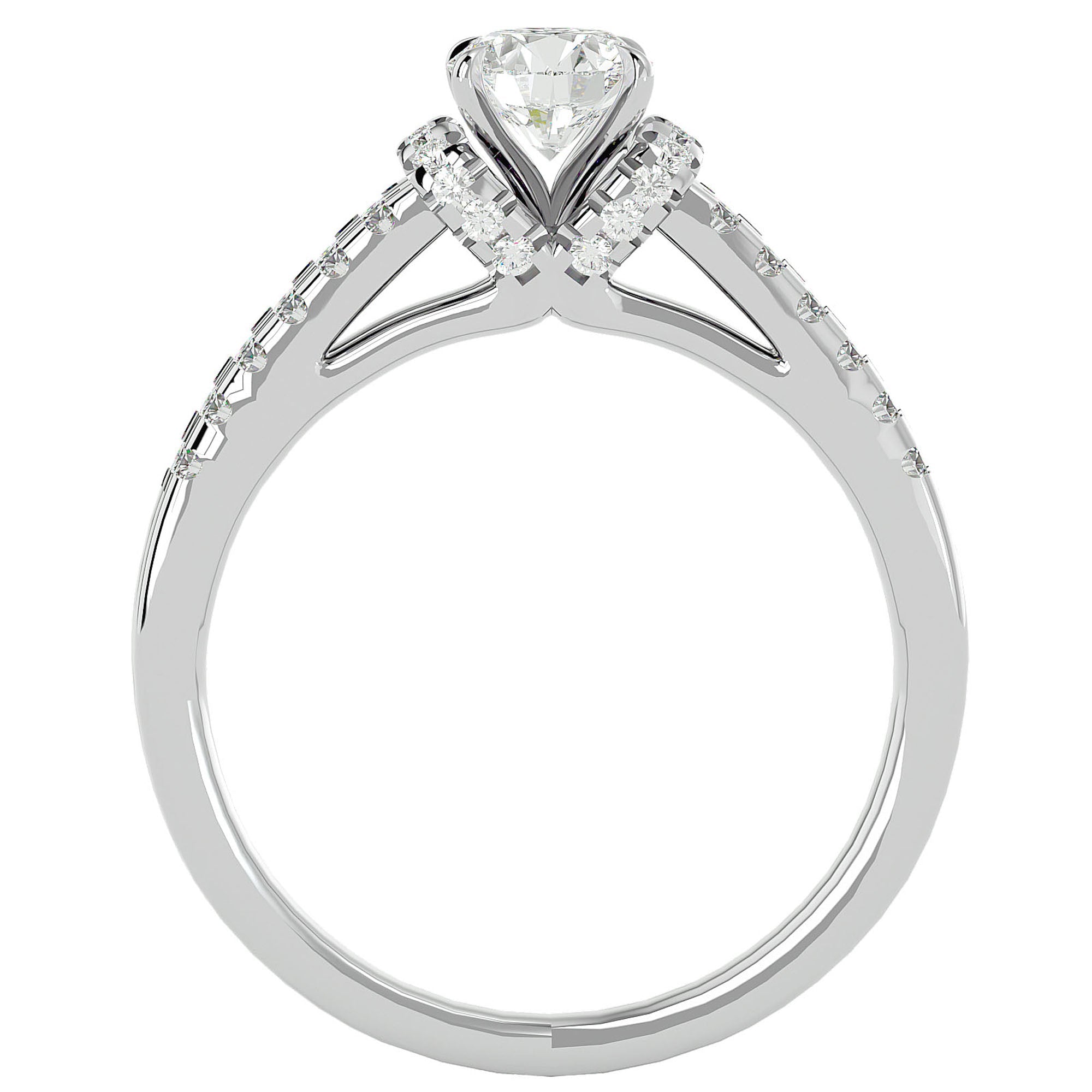 Inel De Logodnă Le Petit Palais Pavé din Aur 14k cu Diamante Naturale de 0.99 ct din 14k Aur Alb - Castelo.ro