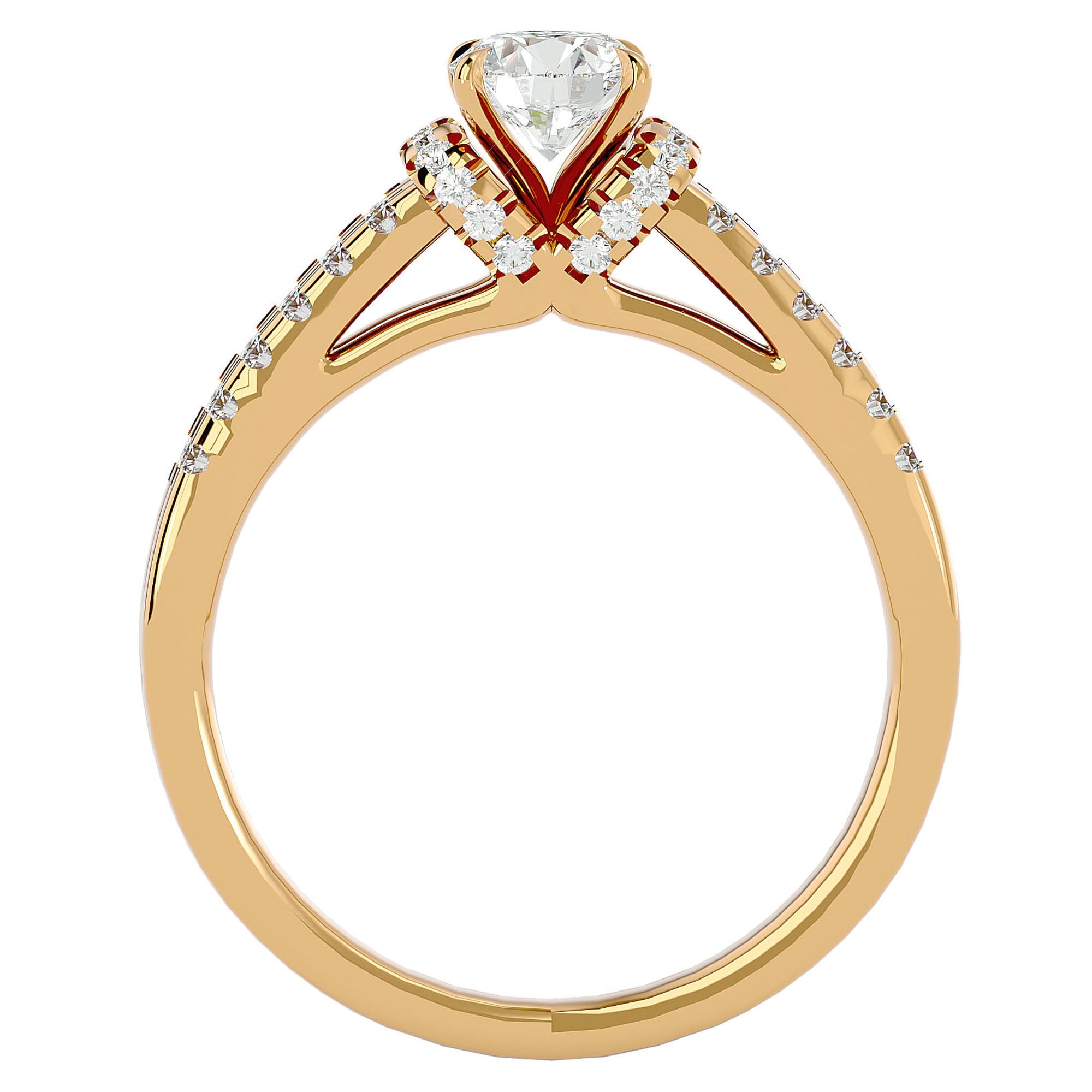 Inel de Logodnă cu Moissanite Pavé în Dans Etern de 0.99 ct din 18k Aur Galben - Castelo.ro