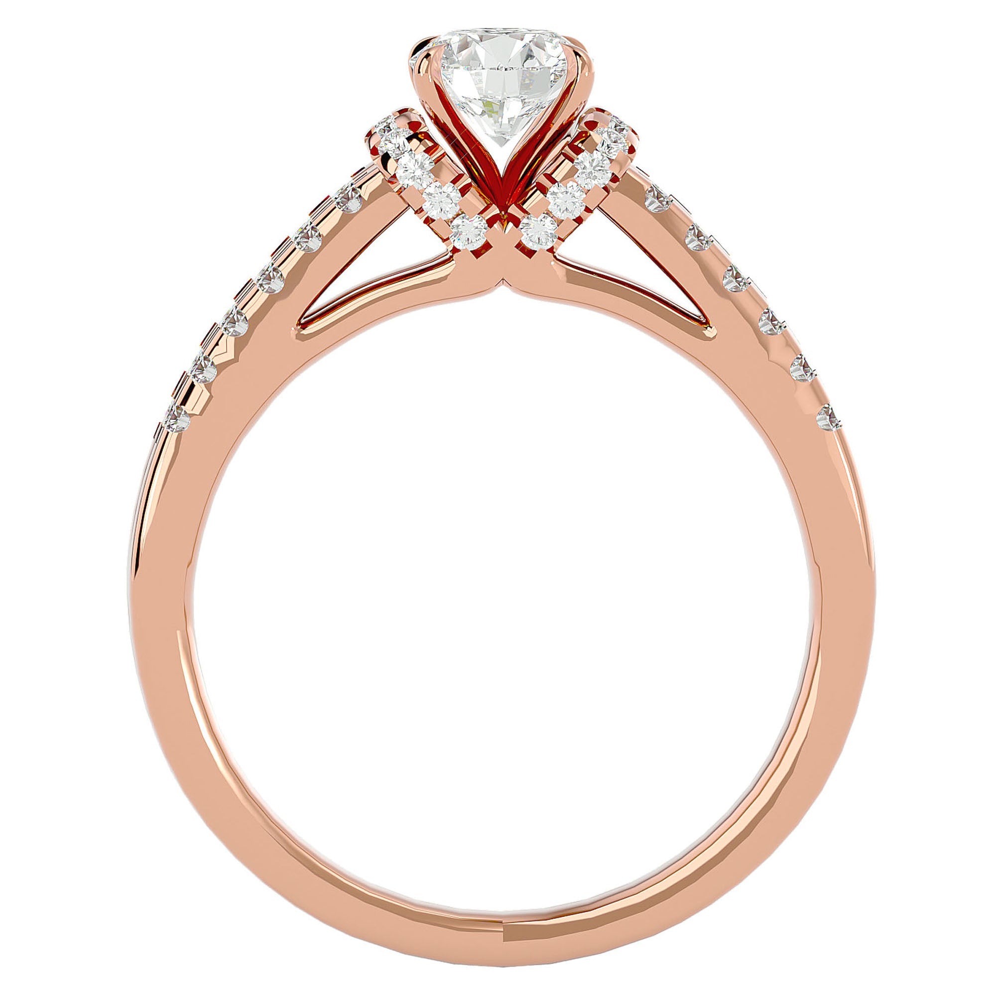Inel de Logodnă din Aur 14k cu Diamante Naturale Pavé în Dans Etern de 0.99 ct din 14k Aur Roz - Castelo.ro