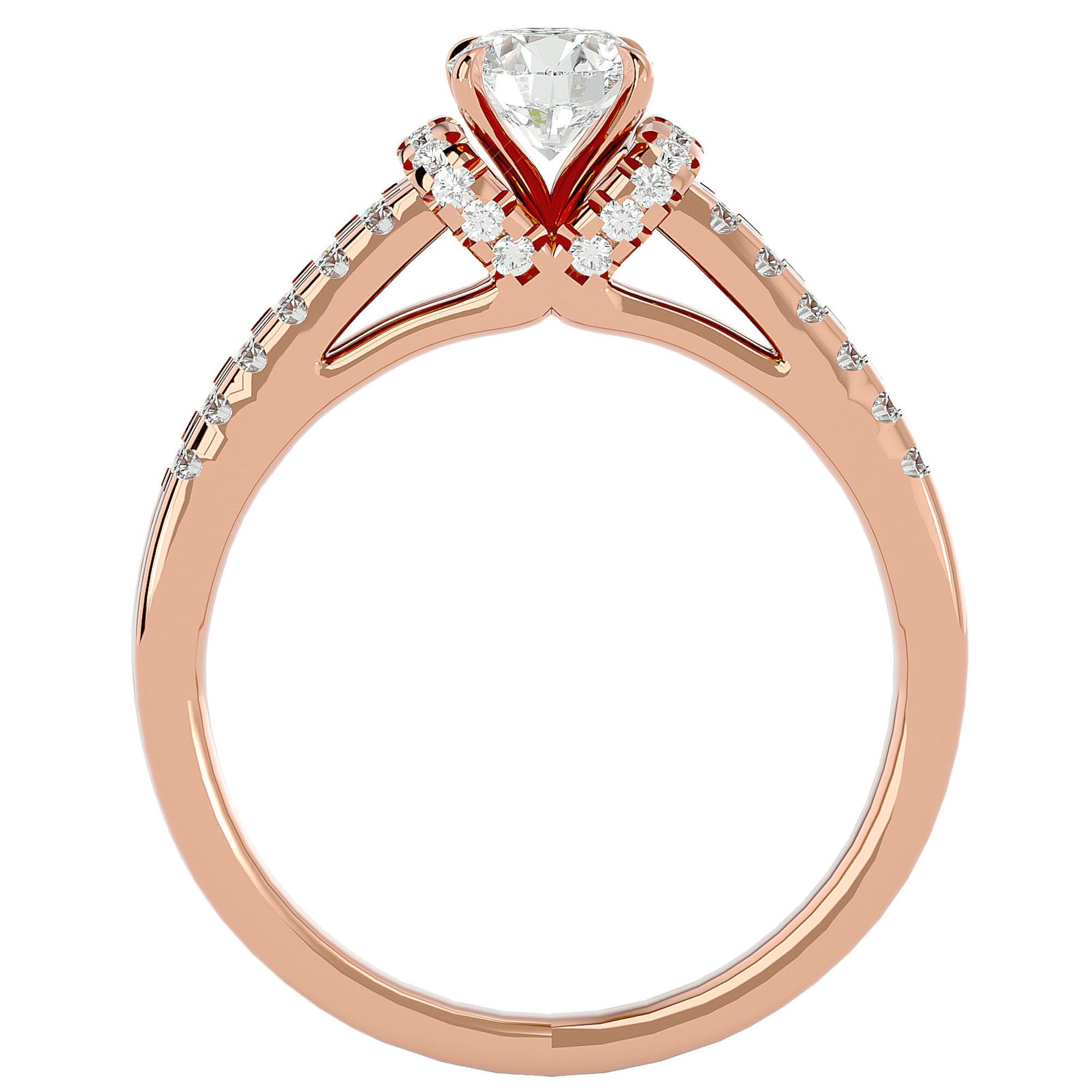 Inel De Logodnă Le Petit Palais Pavé din Aur 14k cu Moissanite de 0.99 ct din 14k Aur Roz - Castelo.ro