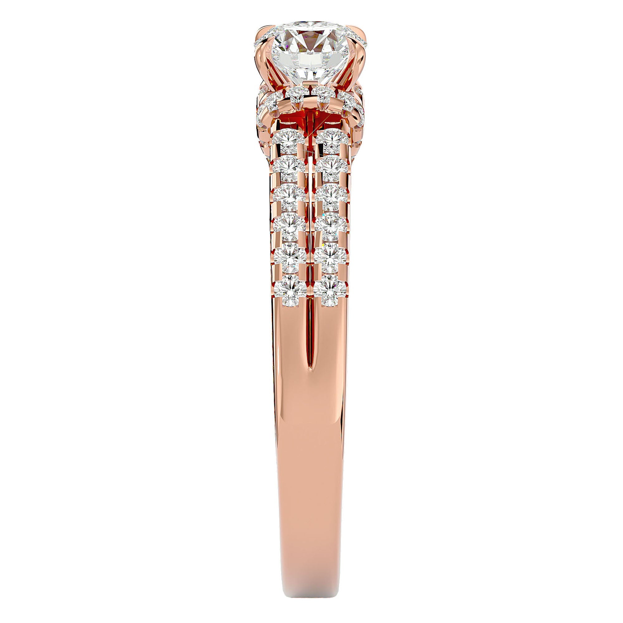 Inel de Logodnă din Aur 14k cu Diamante Naturale Pavé în Dans Etern de 0.99 ct din 14k Aur Roz - Castelo.ro