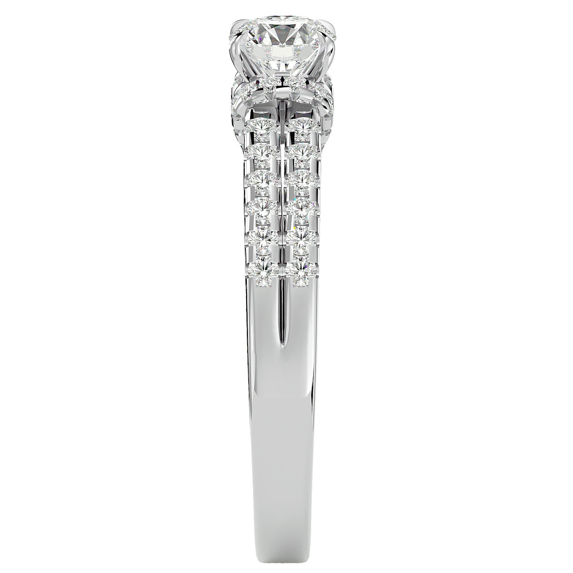 Inel De Logodnă Le Petit Palais Pavé din Aur 14k cu Moissanite de 0.99 ct din 14k Aur Alb - Castelo.ro