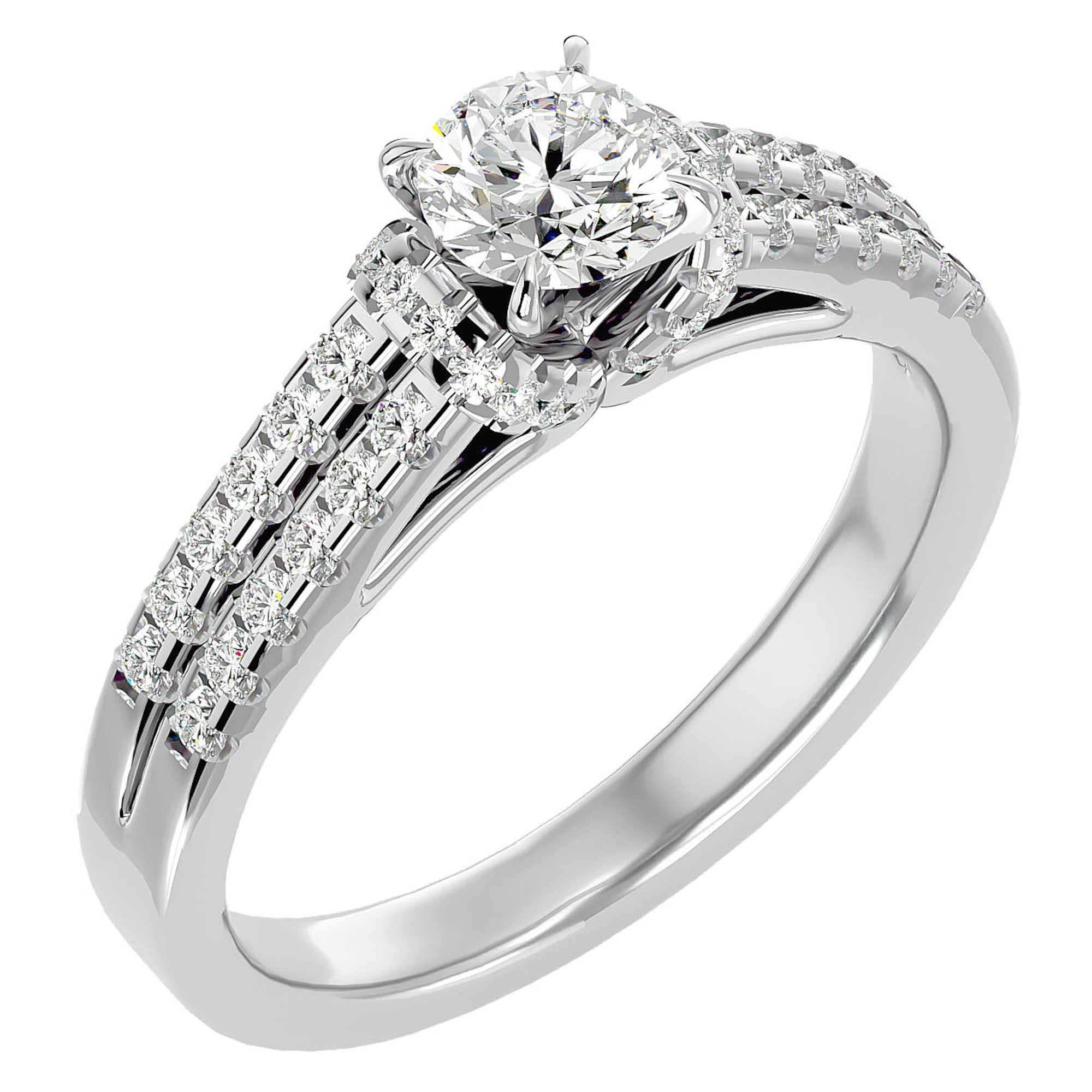 Inel de Logodnă cu Moissanite Pavé în Dans Etern de 0.99 ct din Platina - Castelo.ro