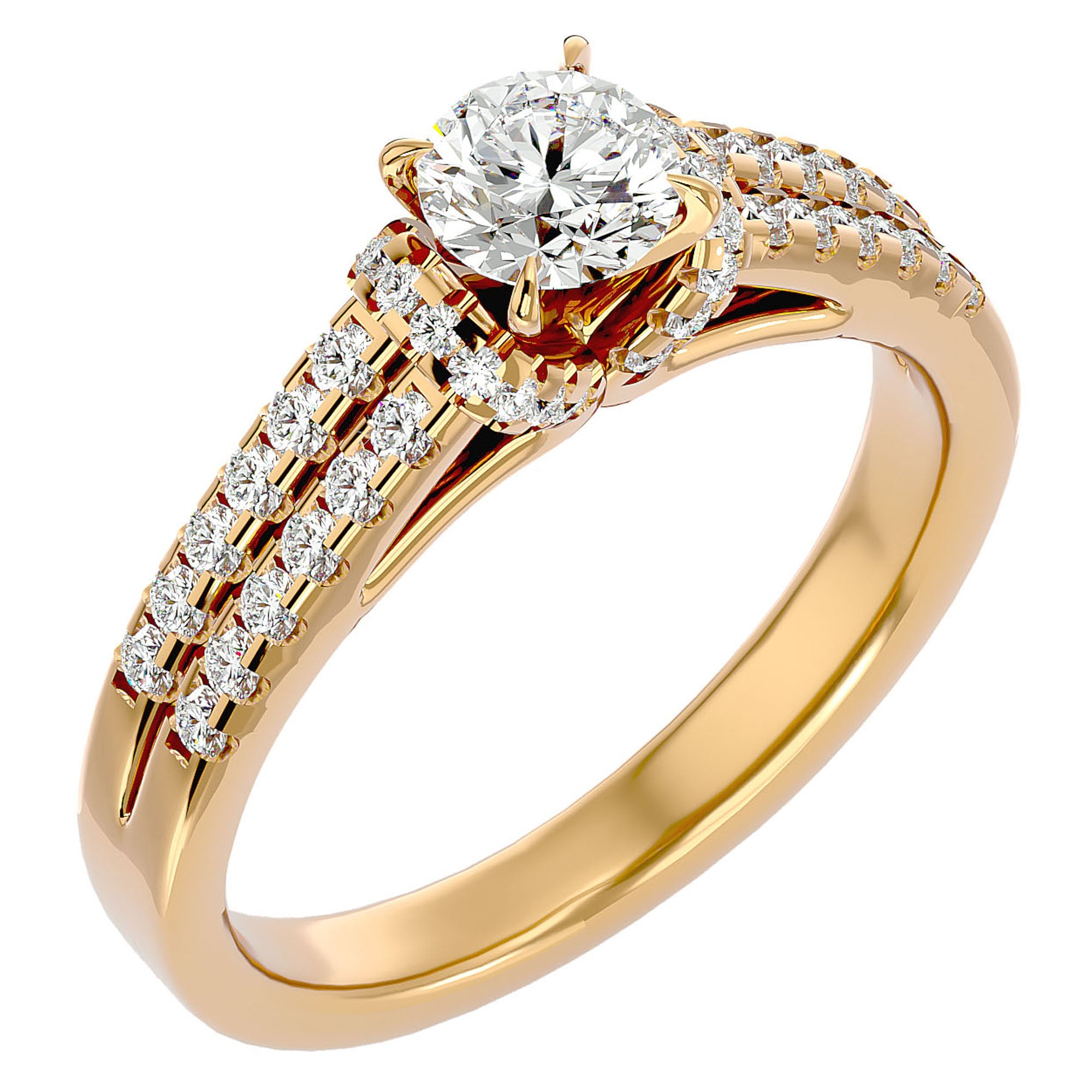 Inel de Logodnă cu Moissanite Pavé în Dans Etern de 0.99 ct din 18k Aur Galben - Castelo.ro