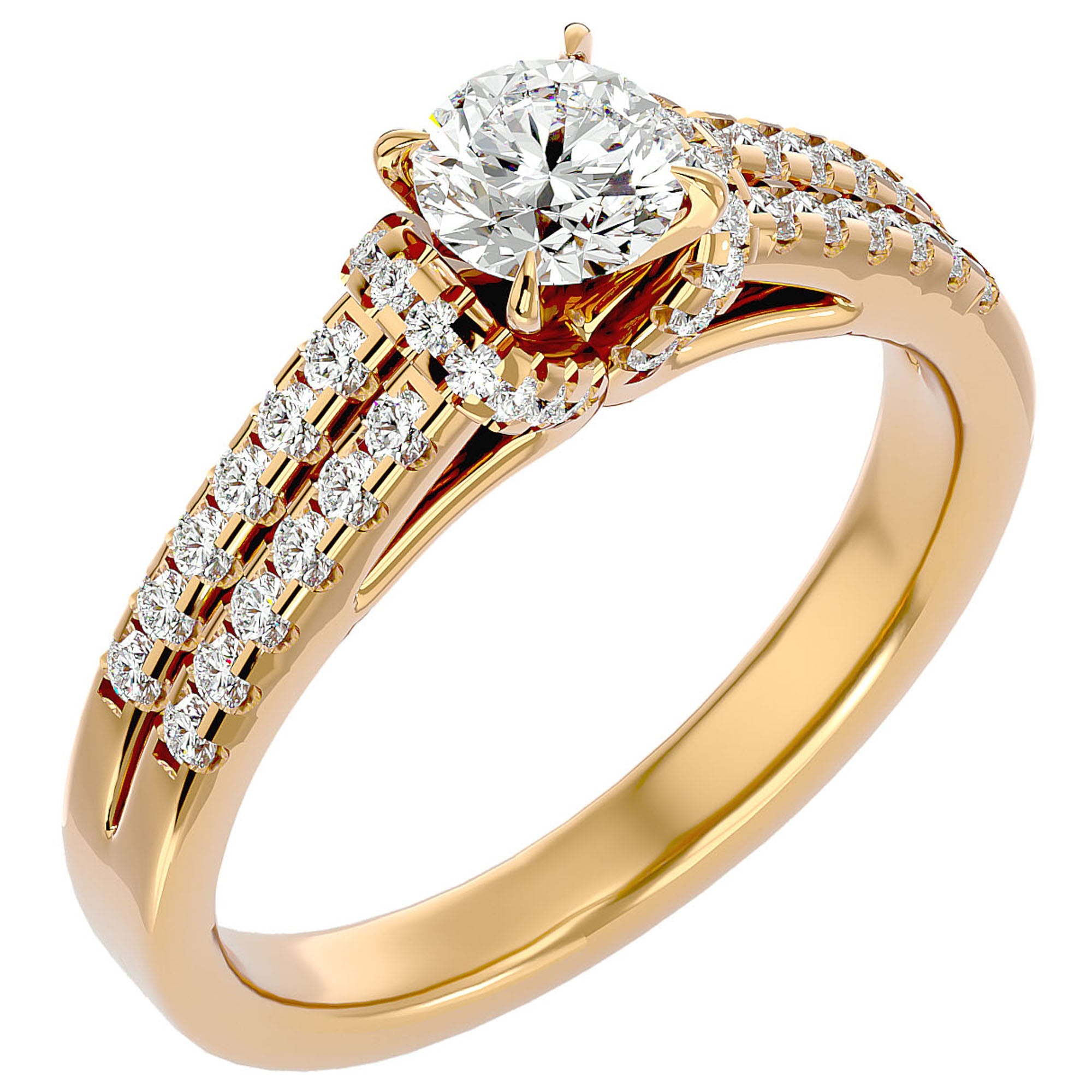 Inel De Logodnă Le Petit Palais Pavé din Aur 14k cu Diamante Naturale de 0.99 ct din 14k Aur Galben - Castelo.ro