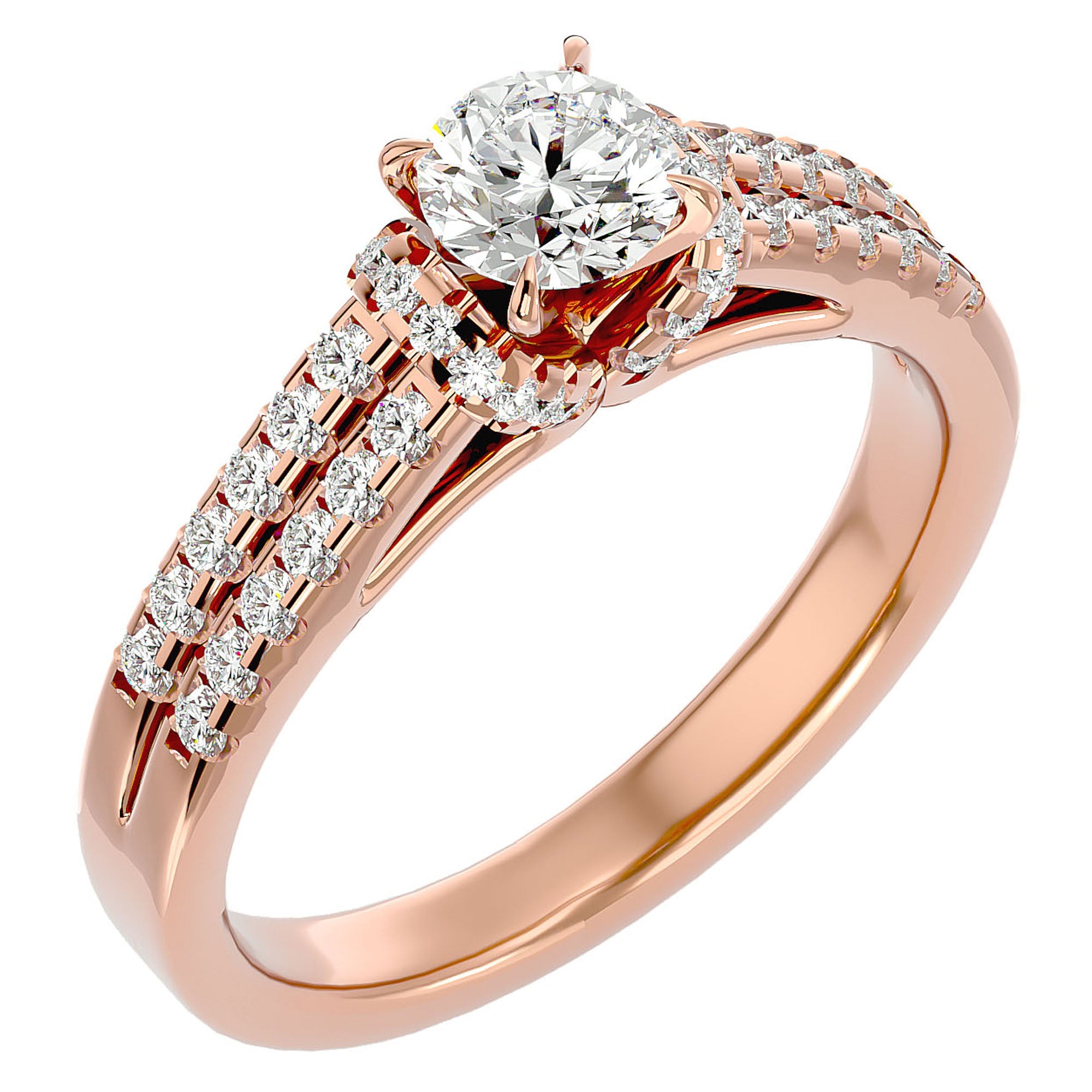 Inel de Logodnă din Aur 14k cu Diamante Naturale Pavé în Dans Etern de 0.99 ct din 14k Aur Roz - Castelo.ro
