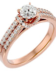 Inel de Logodnă din Aur 14k cu Diamante Naturale Pavé în Dans Etern de 0.99 ct din 14k Aur Roz - Castelo.ro